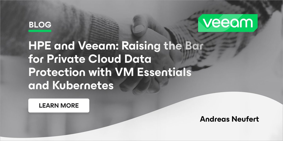 HPE and Veeam: Enhancing Private Cloud Data Protection with Morpheus Software, VM Essentials, and Kubernetes veeam.com/blog/hpe-veeam… #veeam