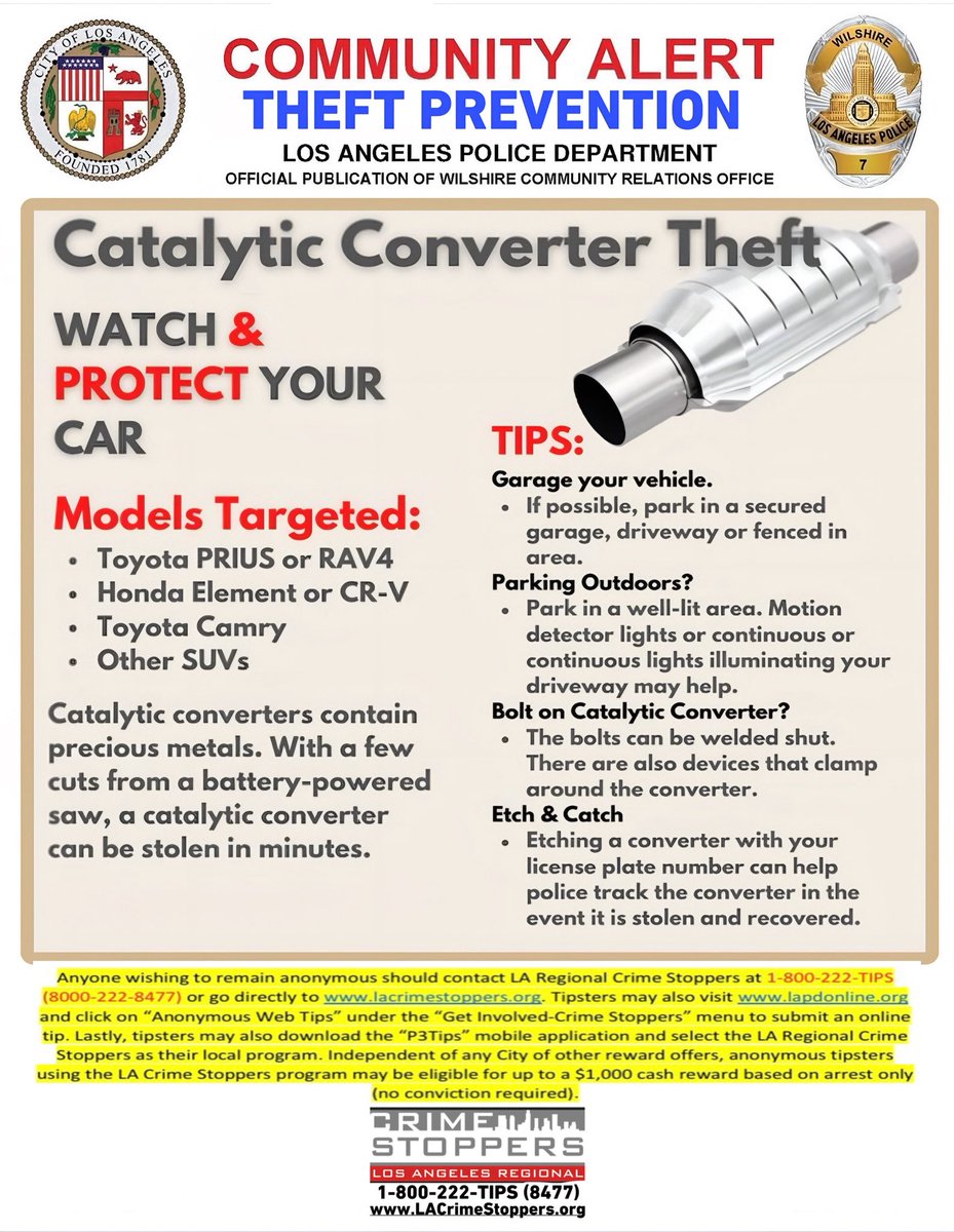 ### 🔒 How to Prevent Catalytic Converter Theft
Here are some practical tips to safeguard your vehicle: