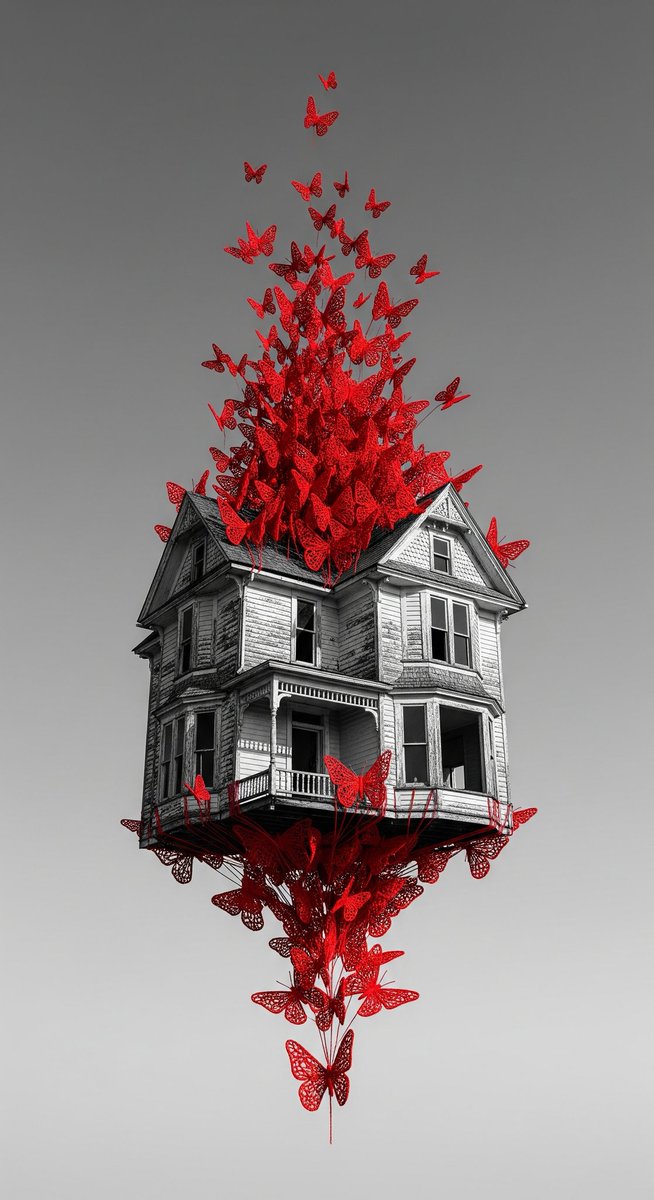 Hello family!!

Happy #TezosTuesday to everyone!!

The simple flapping of a butterfly's wings can transform the world

Crimson threads,
Old house takes flight,
everything is transformed

#tezos
#tezosart
#SkurpySocial