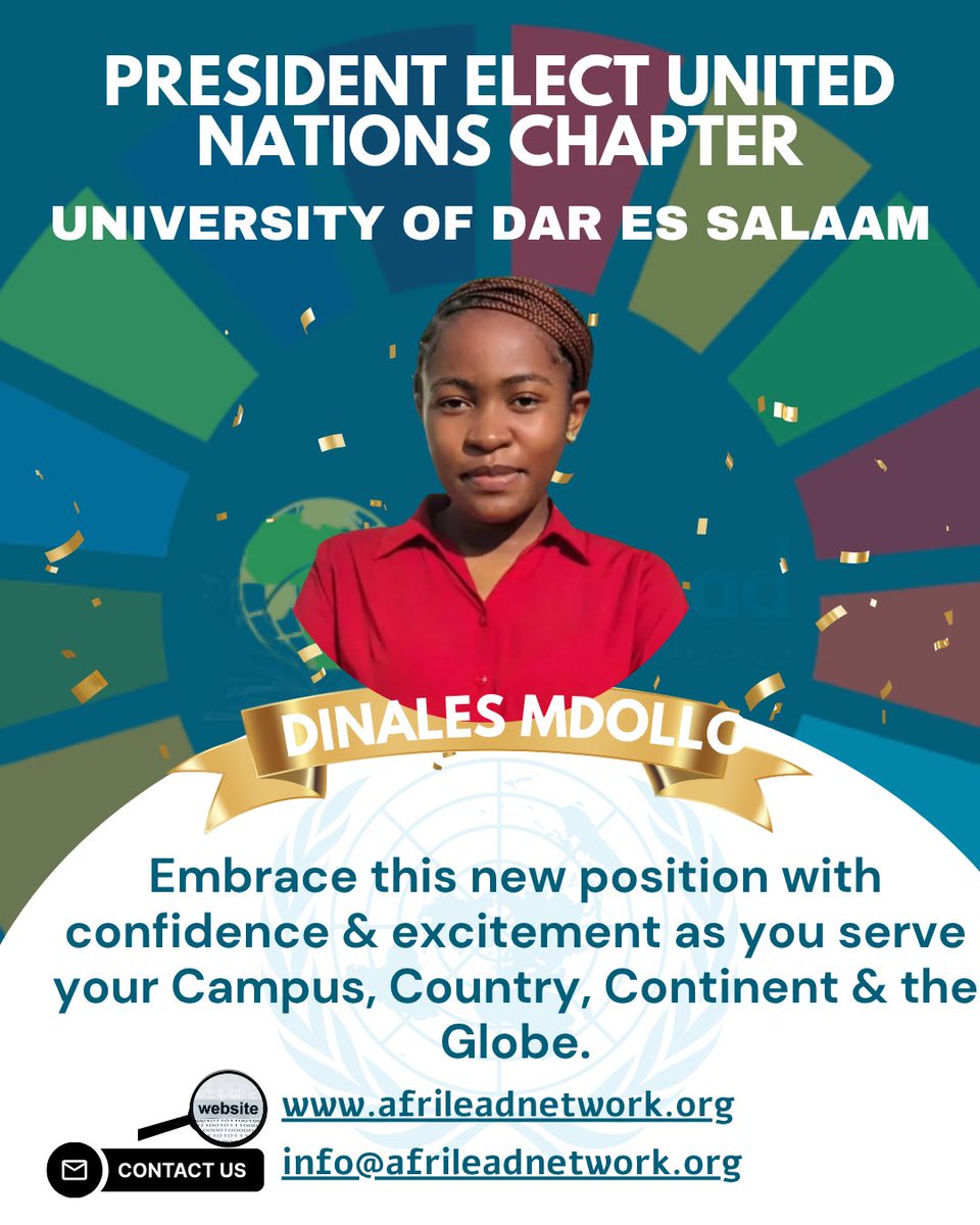 Big win for the #AfriLead family! 🎉
Our Social Media Manager from 🇹🇿 has been elected President of the <a href="/udsm_un_chapter/">UN Chapter UDSM</a> ! 👏🏽💫

Bold, brilliant, and purpose-driven 👑

🔁 Follow us <a href="/Afrileadnetwork/">AfriLead EduTourism Network</a> to see more youth leaders rise!

#AfriLeadVoices #YouthInAction #WomenLead #UDSM