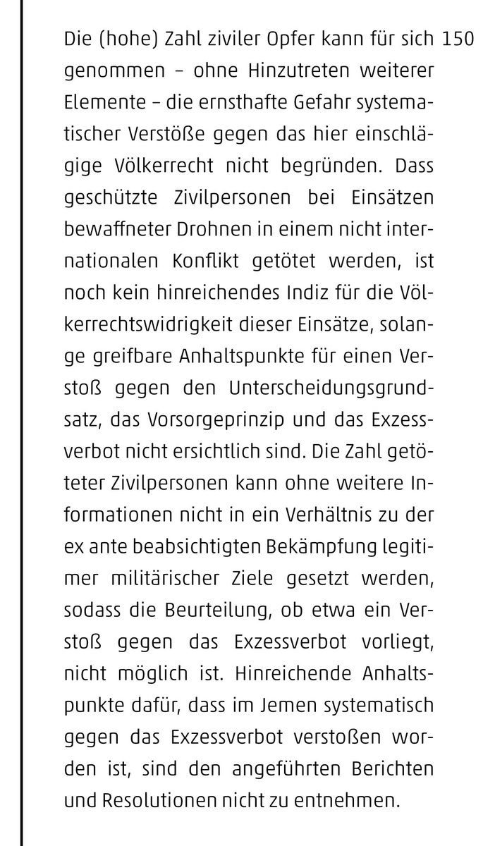 Entscheidend ist mE die Aussage des BVerfG, dass die Zahl der getöteten Zivilpersonen allein kein Indiz für die Verletzung humanitären Kriegsvölkerrechts ist.