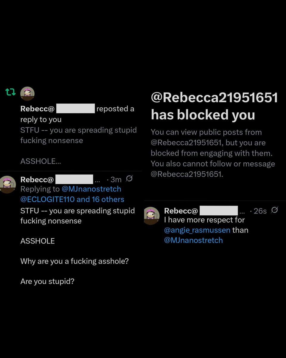 MJnanostretch's tweet image. Stick your fingers in your ears and yell nasty insults at the top of your lungs. Whether it's Angela Rasmussen or Rebecca, hard line zoo crew or LLker, that's how haughty, hyperdefensive intolerance & demagoguery always shows up. Not offended, don't take it personal, just saying.