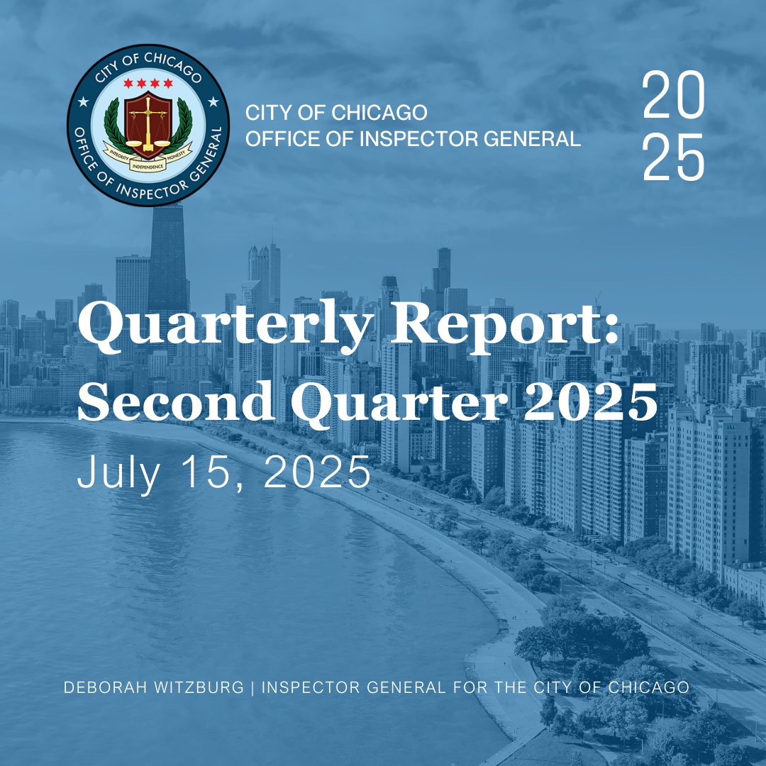 ChicagoOIG's tweet image. OIG Releases Second Quarter 2025 Report, Documenting Identity Theft, Attempts to Misuse City Positions, and more PPP Loan Fraud by City Employees. Read more: ow.ly/twvQ50Wq3nB