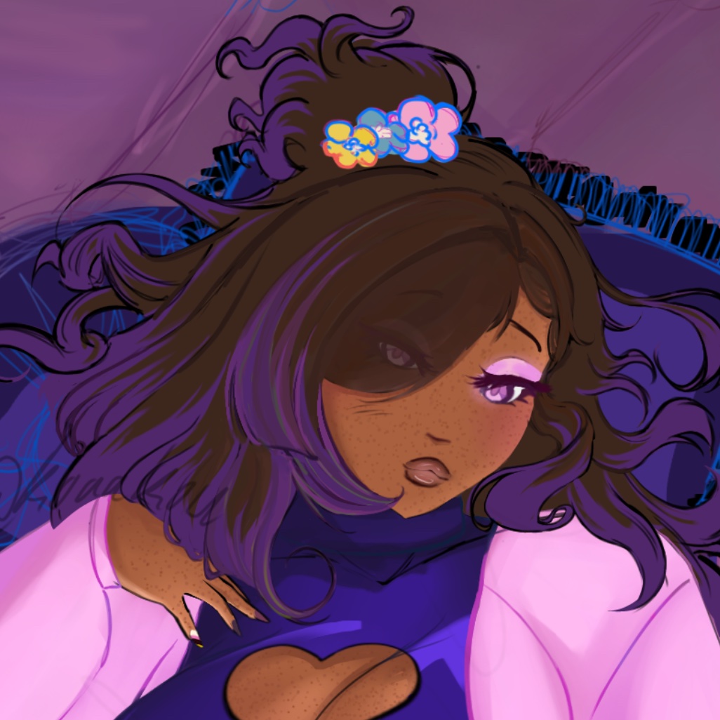 Koaakou's tweet image. Can we stop and stare at her face and her hair?? 

#WIP #artmoots