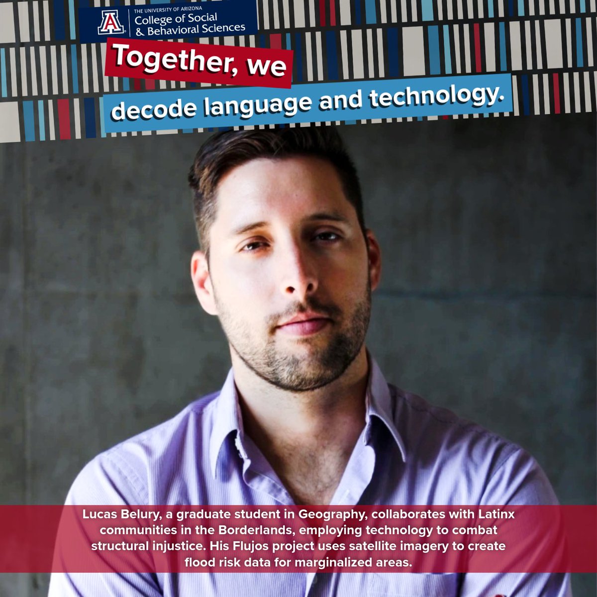 U of A College of SBS (@uarizonasbs) on Twitter photo Lucas Belury, a grad student in Geography at <a href="/uarizona/">University of Arizona</a>, works with Latinx communities in the Borderlands to tackle structural injustice. His Flujos project uses satellite imagery to map flood risks in marginalized areas.
<a href="/SGDE_UArizona/">ꜱᴄʜᴏᴏʟ ᴏꜰ ɢᴇᴏɢʀᴀᴘʜʏ, ᴅᴇᴠᴇʟᴏᴘᴍᴇɴᴛ & ᴇɴᴠɪʀᴏɴᴍᴇɴᴛ 🌵</a> <a href="/uazresearch/">University of Arizona Research</a>
bit.ly/44fjE14 Lucas Belury, a grad student in Geography at <a href="/uarizona/">University of Arizona</a>, works with Latinx communities in the Borderlands to tackle structural injustice. His Flujos project uses satellite imagery to map flood risks in marginalized areas.
<a href="/SGDE_UArizona/">ꜱᴄʜᴏᴏʟ ᴏꜰ ɢᴇᴏɢʀᴀᴘʜʏ, ᴅᴇᴠᴇʟᴏᴘᴍᴇɴᴛ & ᴇɴᴠɪʀᴏɴᴍᴇɴᴛ 🌵</a> <a href="/uazresearch/">University of Arizona Research</a>
bit.ly/44fjE14