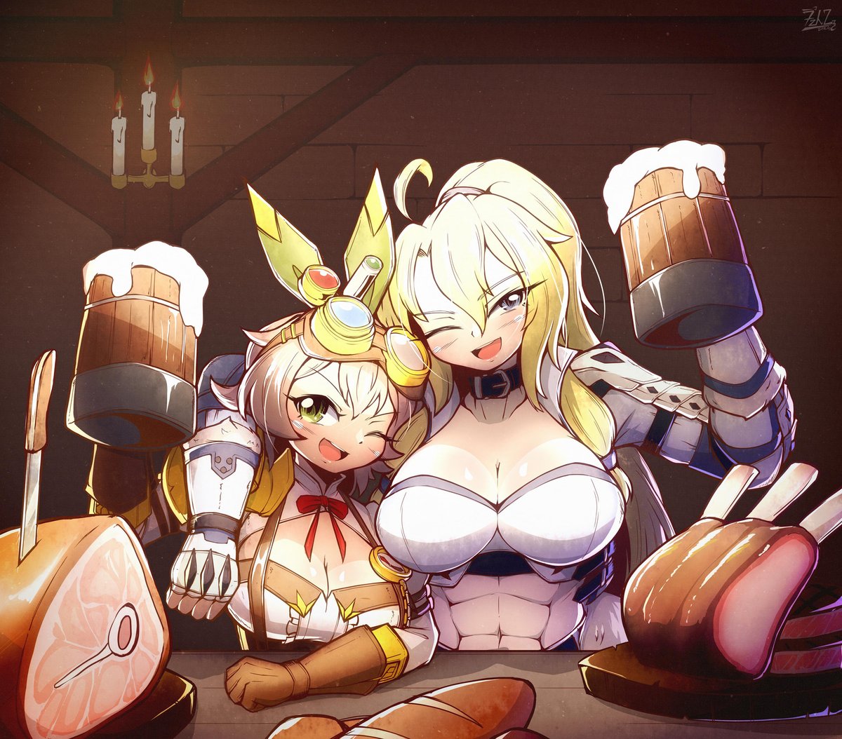 Millia &amp; Hazel 🟨🟩⬜️🟦
Just two hunters at the gathering hub enjoying some roasts