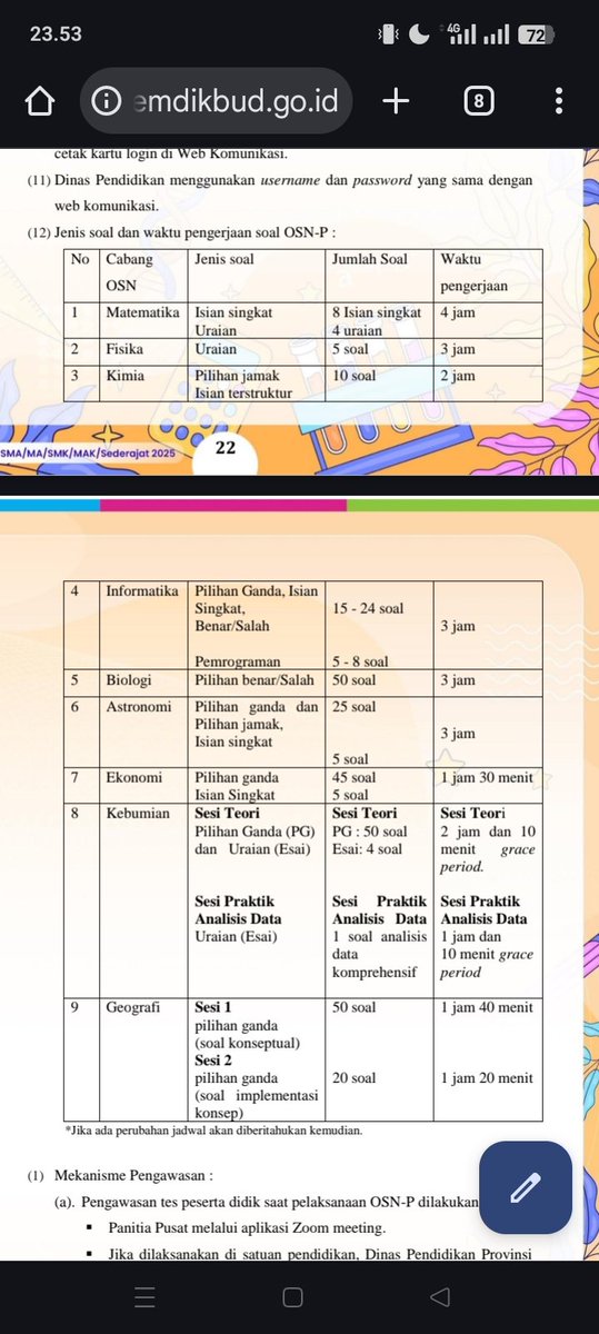 Sekilas lihat jenis soal untuk OSN-P , ini soal Fisika cuma 5 tapi waktunya 3 jam, soalnya model apa yaa 🙃😰🤯