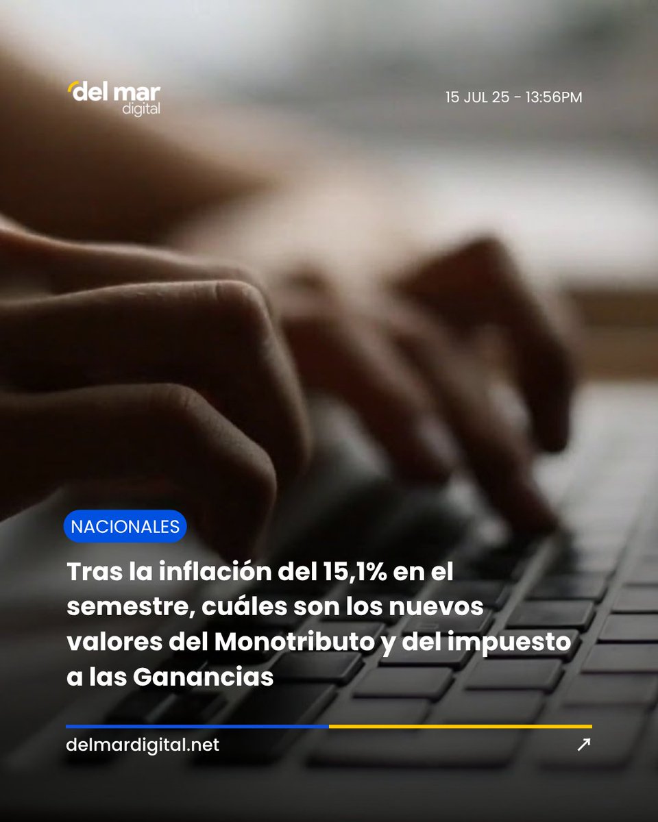 📊💰 Tras una inflación del 15,1% en el semestre, actualizan los valores del Monotributo y el impuesto a las Ganancias

👉 Leé más en delmardigital.net/tras-la-inflac…