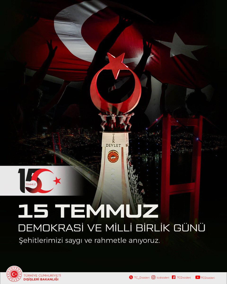 TC_AGITDT's tweet image. #15Temmuz Demokrasi ve Milli Birlik Günü’nde aziz şehitlerimizi rahmet, gazilerimizi minnetle andık. 🇹🇷