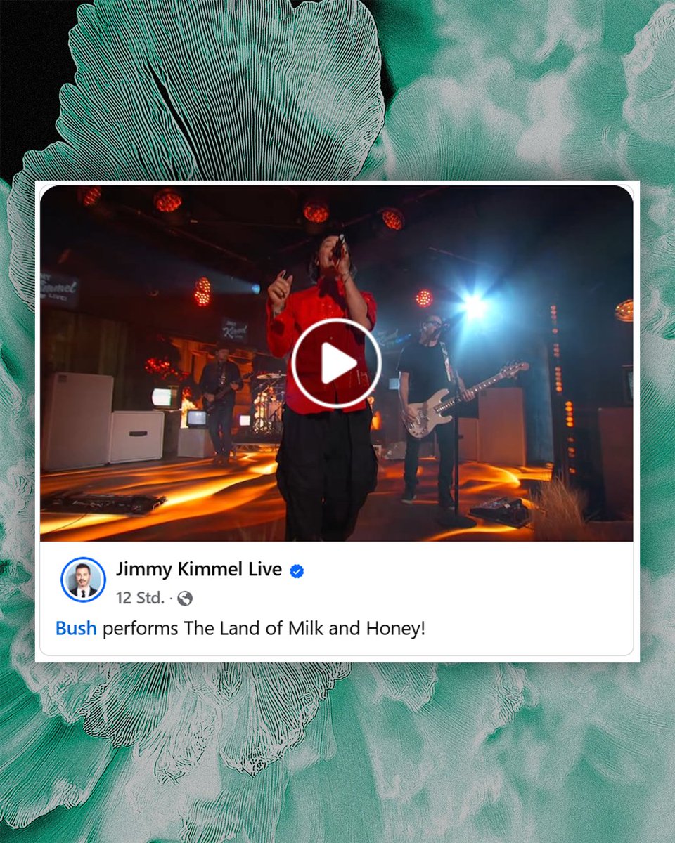 Yesterday, <a href="/bushofficial/">BUSH</a> performed their recent single 'The Land of Milk and Honey', on Jimmy Kimmel Live! We're counting down the days until Friday and the release of their brand-new album #IBeatLoneliness.

#BUSH #IBeatLoneliness #JimmyKimmel
