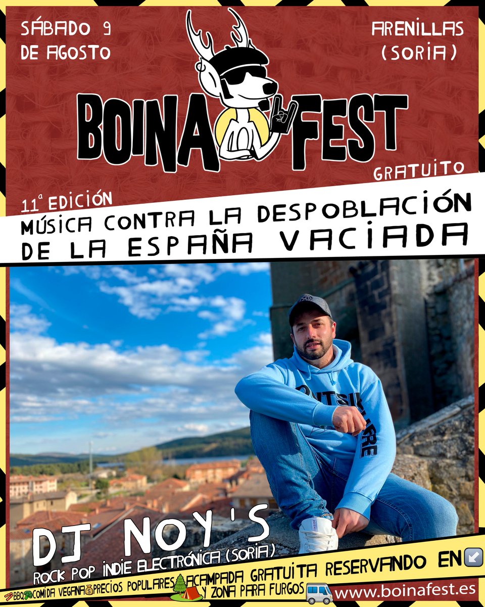 Este año tenemos dj soriano: <a href="/Dj_Noys/">Dj Noy's</a> 😍 con familia en #Andaluz y nacido en #Almazan viene a liarla parda!

Rock, Indie, Urban, Pop, Electrónica y mucho más!

Un cierre inolvidable que recordarás por años en pleno epicentro de la España vaciada!

#BoinaFest2025 #Soria #Arenillas