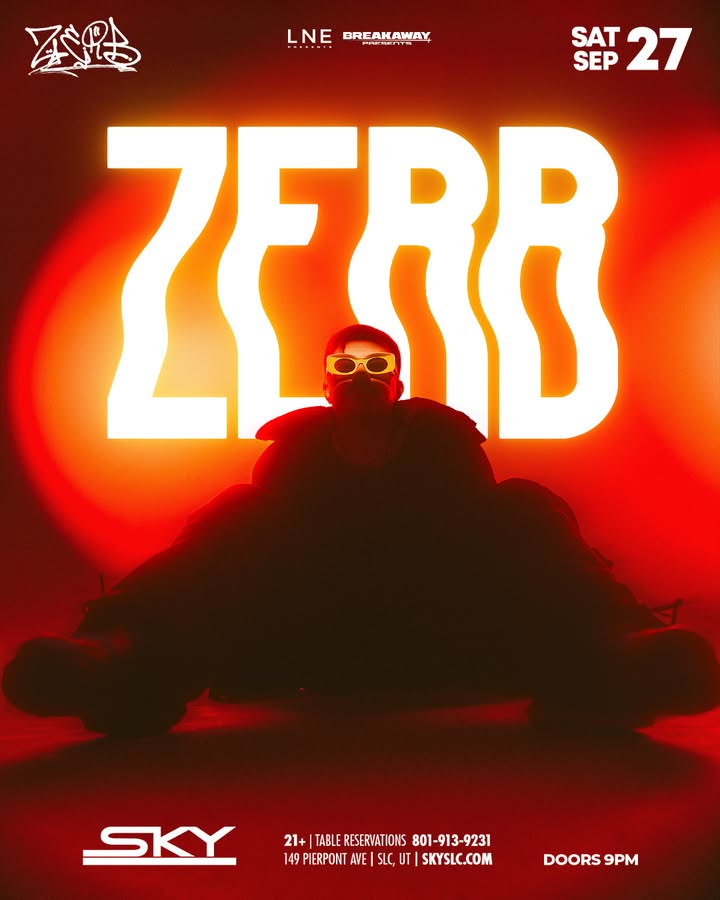 Fluent in the universal language that is music, get ready for Zerb to take the stage! 🔥

Rooted in authenticity &amp; unique musical expression, he's captivated audiences globally, bridging cultures through his beats 🙌

On Sale Now!
📲 SKYSLC.COM
VIP 🍾 (801) 913-9231
