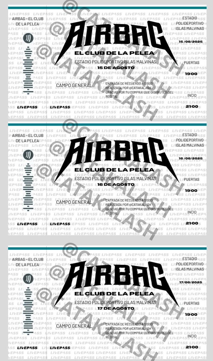 catakalash's tweet image. buenas😁, si estas cansadx de no tener un recuerdo físico del recital, te cuento que voy a estar vendiendo entradas de recuerdo físicas en las 3 fechas de airbag en mar del plata! y también voy a estar vendiendo photocard!
si pueden dar rt así le llega mas gente de las fechas‼️