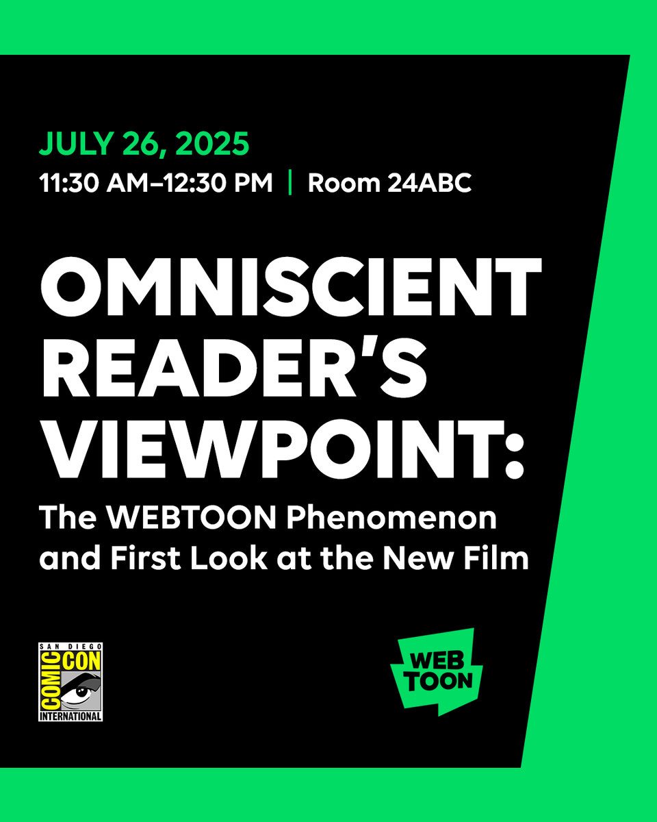 webtoonofficial's tweet image. Big announcements and first looks coming soon to 3️⃣ #SDCC2025 panels. Sit down with @darkhorsecomics, @idwpublishing, and more to learn what's coming next!
Don't miss an exclusive First Look at #OmnscientReaderTheProphecy.
1️⃣ FROM PAGE TO PIXEL: Legendary Comics for a New…