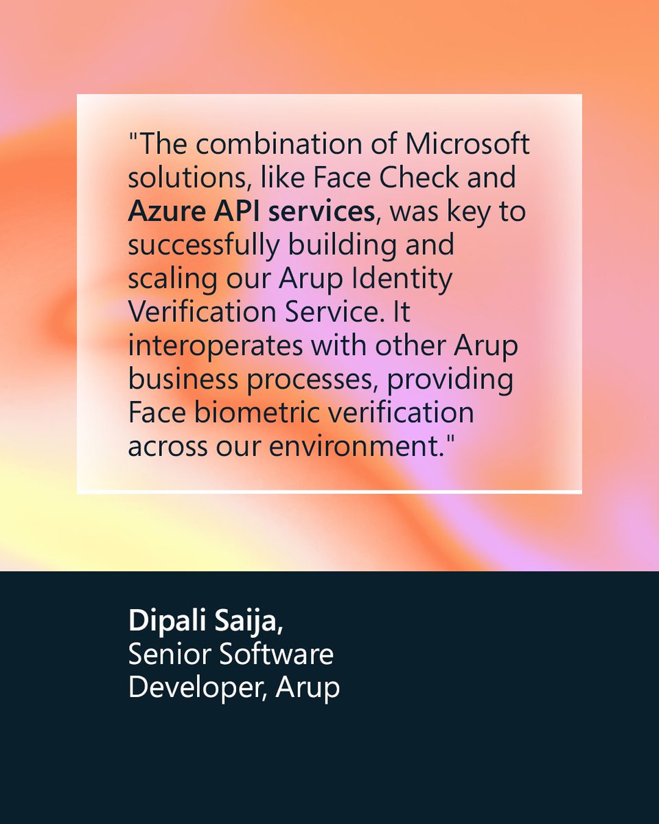 msftsecurity's tweet image. Arup, a leader in built environments, needed to protect its IP and data from deepfakes. Learn how it used Face Check with Microsoft Entra Verified ID for high-assurance verifications in real time: msft.it/6013ShiHd