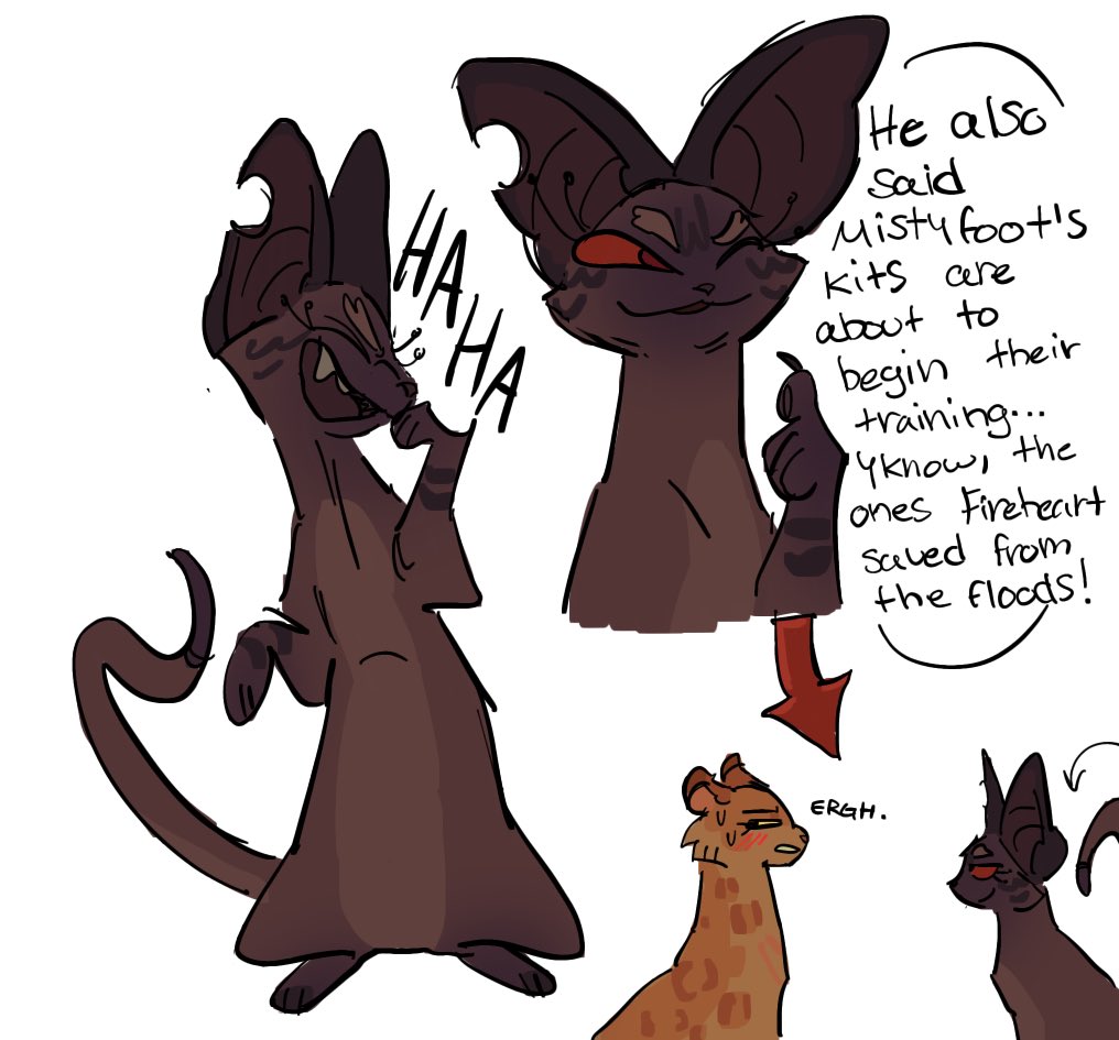 Tpb doodles of cats i really like (mistyfoot, cinderpaw,  mousefur bonus leopardfur)