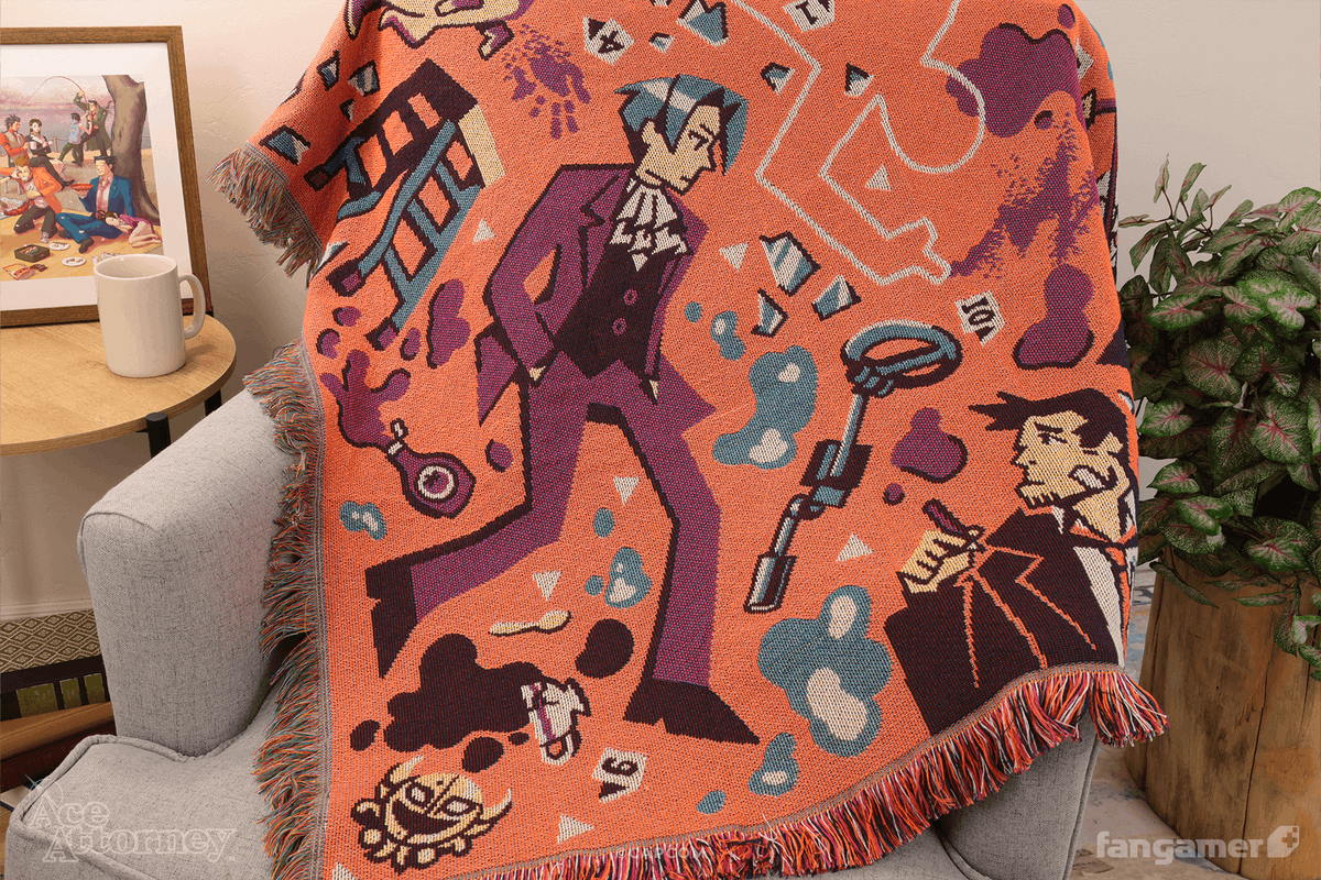 Fangamer's tweet image. Do you want to know the secret of our Magic Bag?
It’s brand-new and available now in our Ace Attorney collection, along with the Crime Scene throw blanket and much more: fanga.me/r/magic-bag-an…