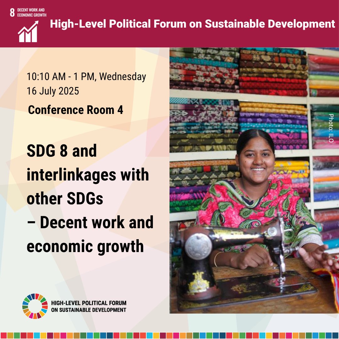 ilo's tweet image. 📉 Debt distress. 
🌍 Geopolitical tensions. 
🦠 Post-pandemic recovery.

To achieve sustained growth, we must back entrepreneurship, innovation, and inclusive economic policies.

📺Watch live: ow.ly/c5qe50WojnP #HLPF #DecentWork #SDG8