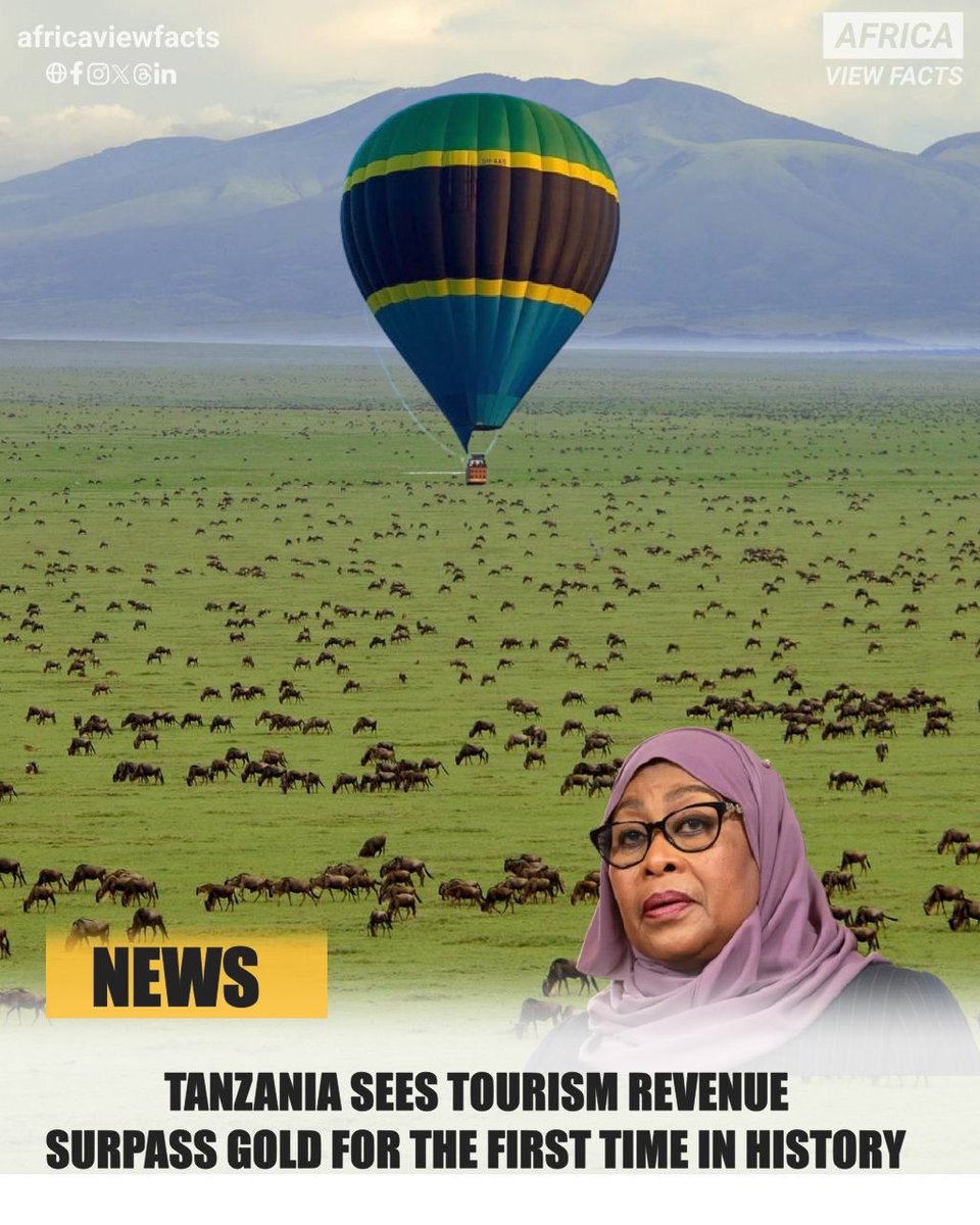 Africa View Facts (@africaviewfacts) on Twitter photo Tourism is now Tanzania 🇹🇿’s top source of foreign income, passing gold for the first time.
The Bank of Tanzania says tourism brought in $3.92 billion in the year ending May 2025, up from $3.63 billion the year before. Tourism is now Tanzania 🇹🇿’s top source of foreign income, passing gold for the first time.
The Bank of Tanzania says tourism brought in $3.92 billion in the year ending May 2025, up from $3.63 billion the year before.