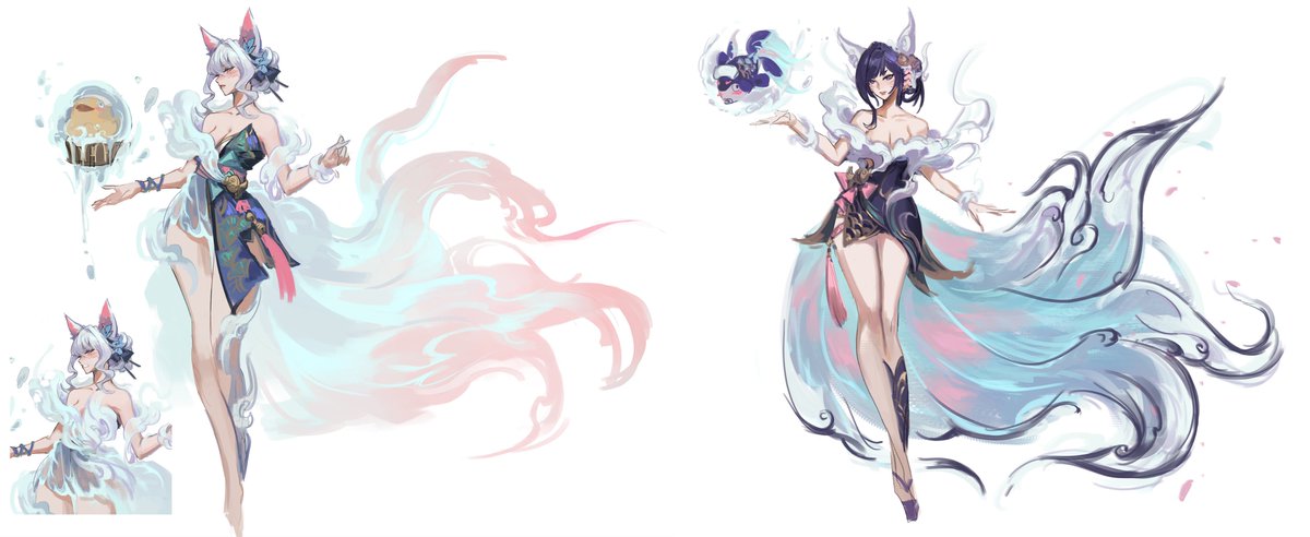 Wanna share some concept I explored for Ahri with some early concepts for Spirit blossom Spring🥰
