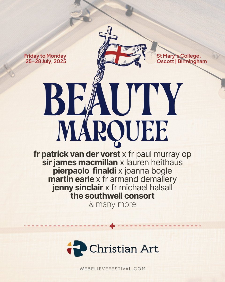 Brought to you by Christian Art, here's what's on each day at The Beauty Marquee! 🎨

Tickets here: webelievefestival.com/tickets