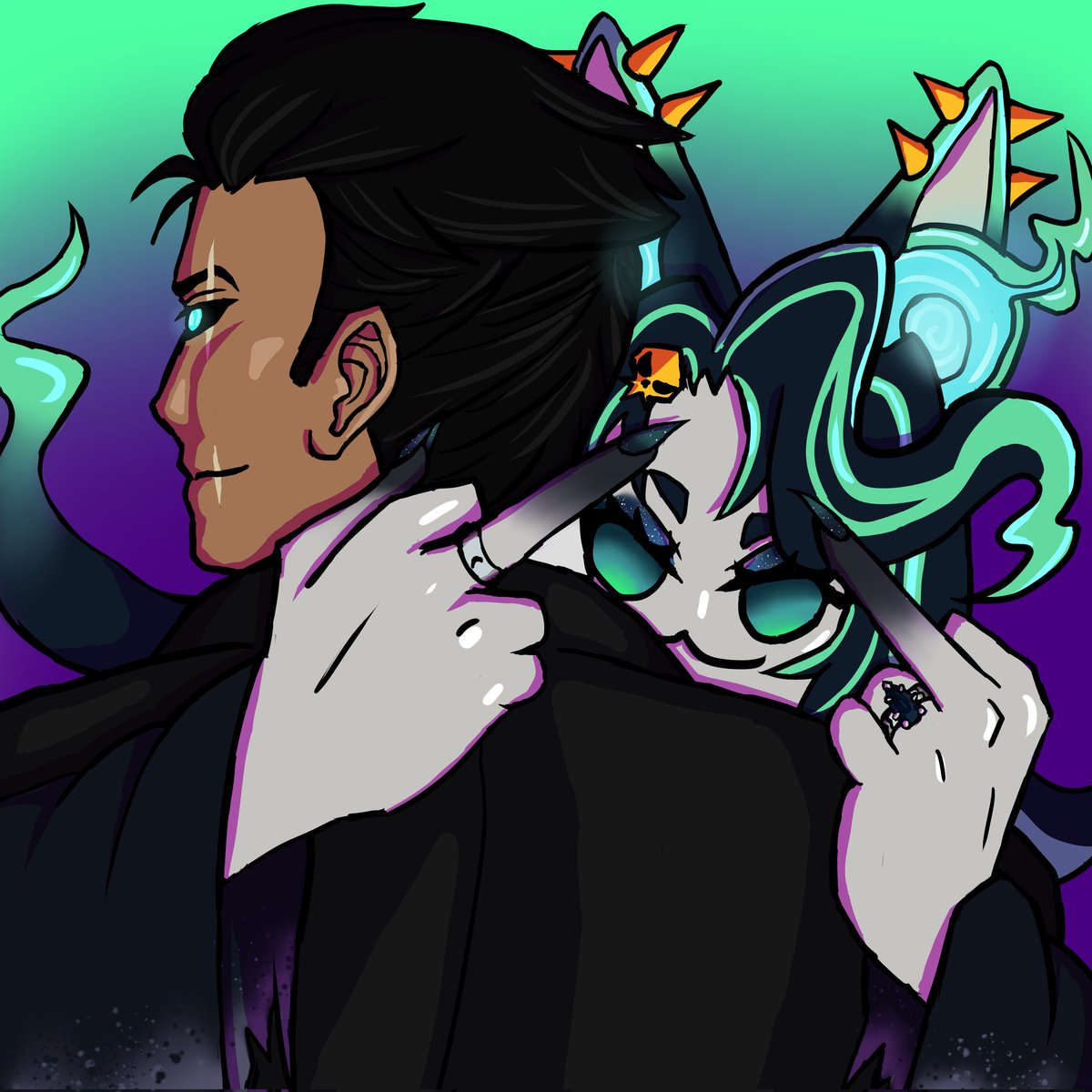 Naobiiii's tweet image. I forgot to post this one yesterday
Here @NecromataVT and I are happily engaged hehe
#NecroArta