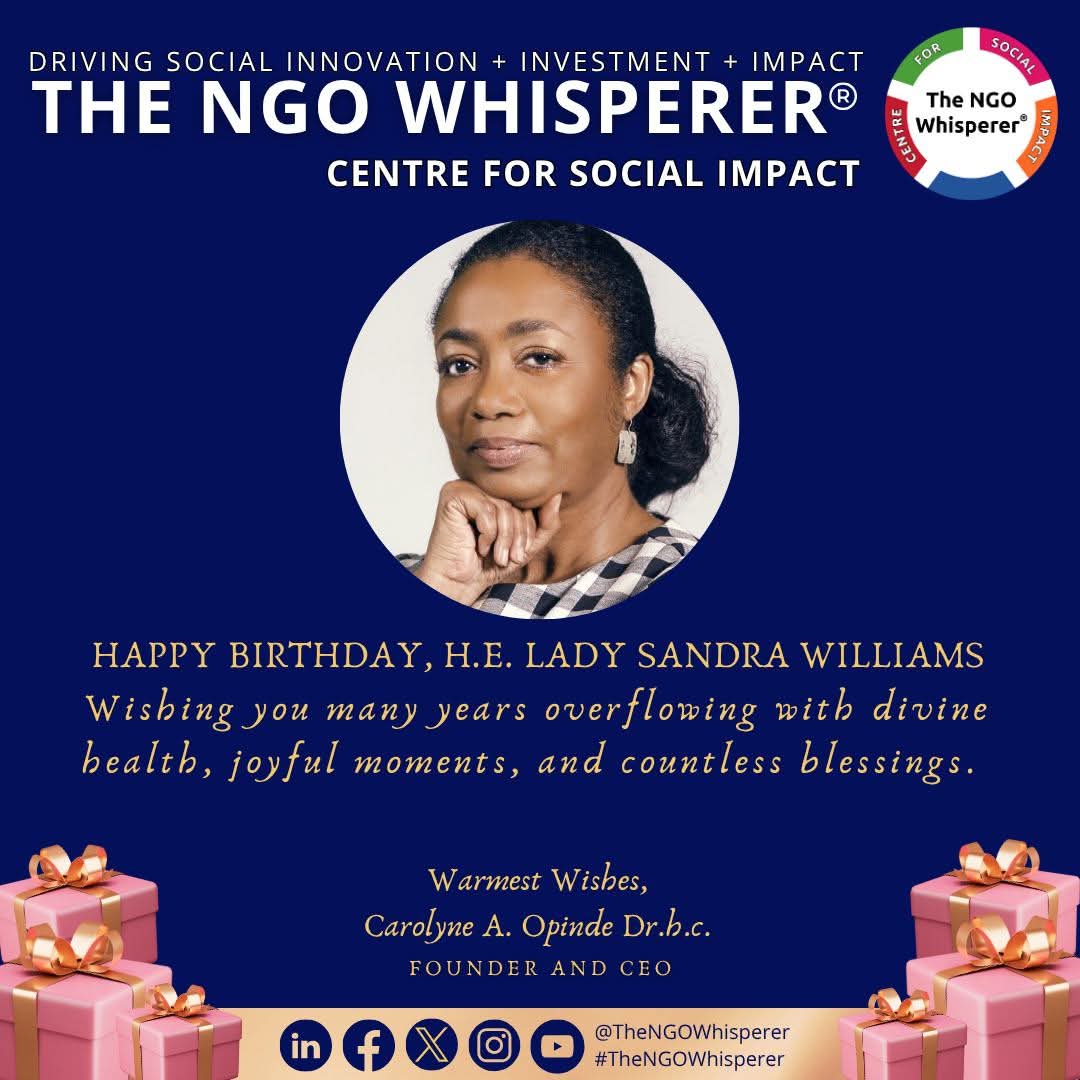 Happy Birthday, H.E. Lady Sandra Scotland-Williams. Wishing you many years overflowing with divine health, joyful moments, and countless blessings. 
Happy Birthday, Ma’am!
<a href="/CarolyneAOpinde/">Carolyne A. Opinde Dr.h.c. MSc. MAPM</a> 
<a href="/TheNGOWhisperer/">The NGO Whisperer® Centre For Social Impact</a>
#GovernorGeneral #AntiguaBarbuda
#WomeninLeadership #AntiguaandBarbuda