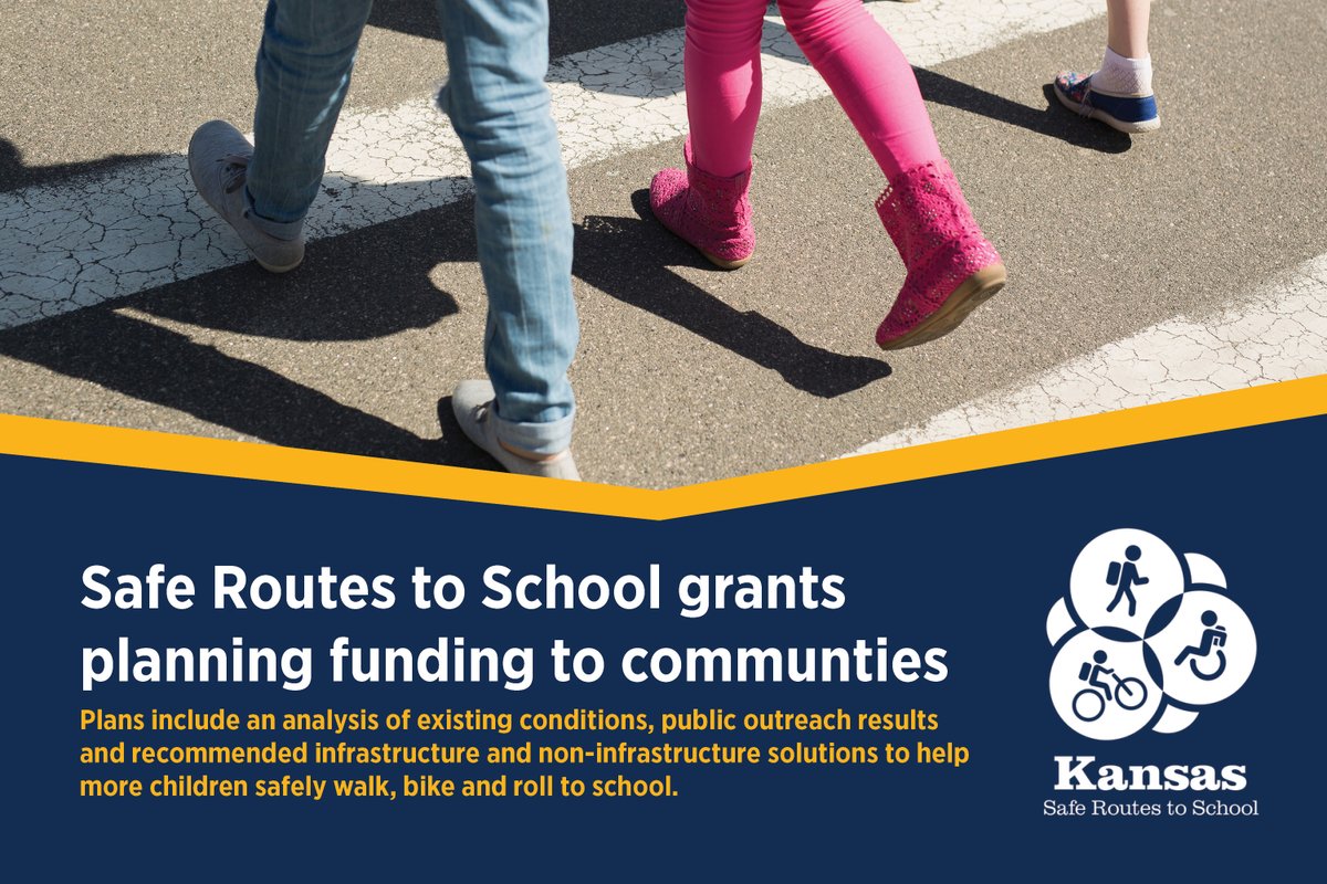 KDOTHQ's tweet image. #ICYMI KDOT announced Safe Routes to School Planning funding for six Kansas communities. Learn more here: ksdot.gov/Home/Component…
