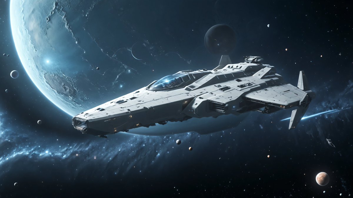 EAAII_V's tweet photo. "Edge of Infinity: Patrol Over the Ice Giant"
#SpaceShip #SciFiArt #GalacticPatrol #CosmicVoyage #InterstellarTravel #FuturisticDesign #DeepSpaceExploration #AIArtworks #AlienWorlds #SpaceOpera #SciFiUniverse #DigitalSciFi #StarFleet #BeyondTheStars #SciFiVisuals https://t.co/Q19aZDWUfr