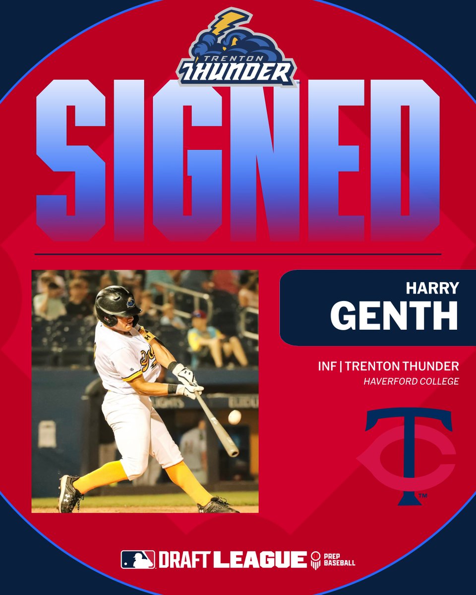 MLB Draft League (@mlbdraftleague) on Twitter photo Harry Genth ➡️ #MNTwins
The <a href="/Twins/">Minnesota Twins</a> are signing INF Harry Genth (<a href="/TrentonThunder/">Trenton Thunder⚡</a> '25) as a UDFA!
24 G, .250 AVG, .425 OBP, HR, 3 2B, 11 RBI, 11 R, 15 SB
<a href="/GenthHarry/">Harry Genth</a> | #MLBDraftLeague Harry Genth ➡️ #MNTwins
The <a href="/Twins/">Minnesota Twins</a> are signing INF Harry Genth (<a href="/TrentonThunder/">Trenton Thunder⚡</a> '25) as a UDFA!
24 G, .250 AVG, .425 OBP, HR, 3 2B, 11 RBI, 11 R, 15 SB
<a href="/GenthHarry/">Harry Genth</a> | #MLBDraftLeague