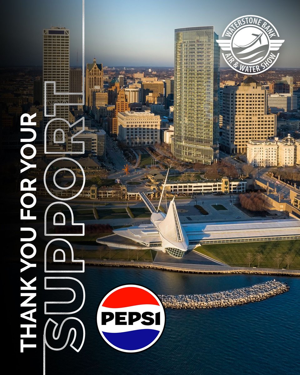 WaterStone Bank Air & Water Show (@mkeairandwater) on Twitter photo The <a href="/WaterStoneBank/">WaterStone Bank</a> Air & Water Show team extends its heartfelt #thanks to @Pepsi for their generous #support. The show wouldn’t be possible without you!
#ThankYou #AirAndWaterShow #WaterStoneBank #Milwaukee #Sponsor #Sponsorship #Event The <a href="/WaterStoneBank/">WaterStone Bank</a> Air & Water Show team extends its heartfelt #thanks to @Pepsi for their generous #support. The show wouldn’t be possible without you!
#ThankYou #AirAndWaterShow #WaterStoneBank #Milwaukee #Sponsor #Sponsorship #Event