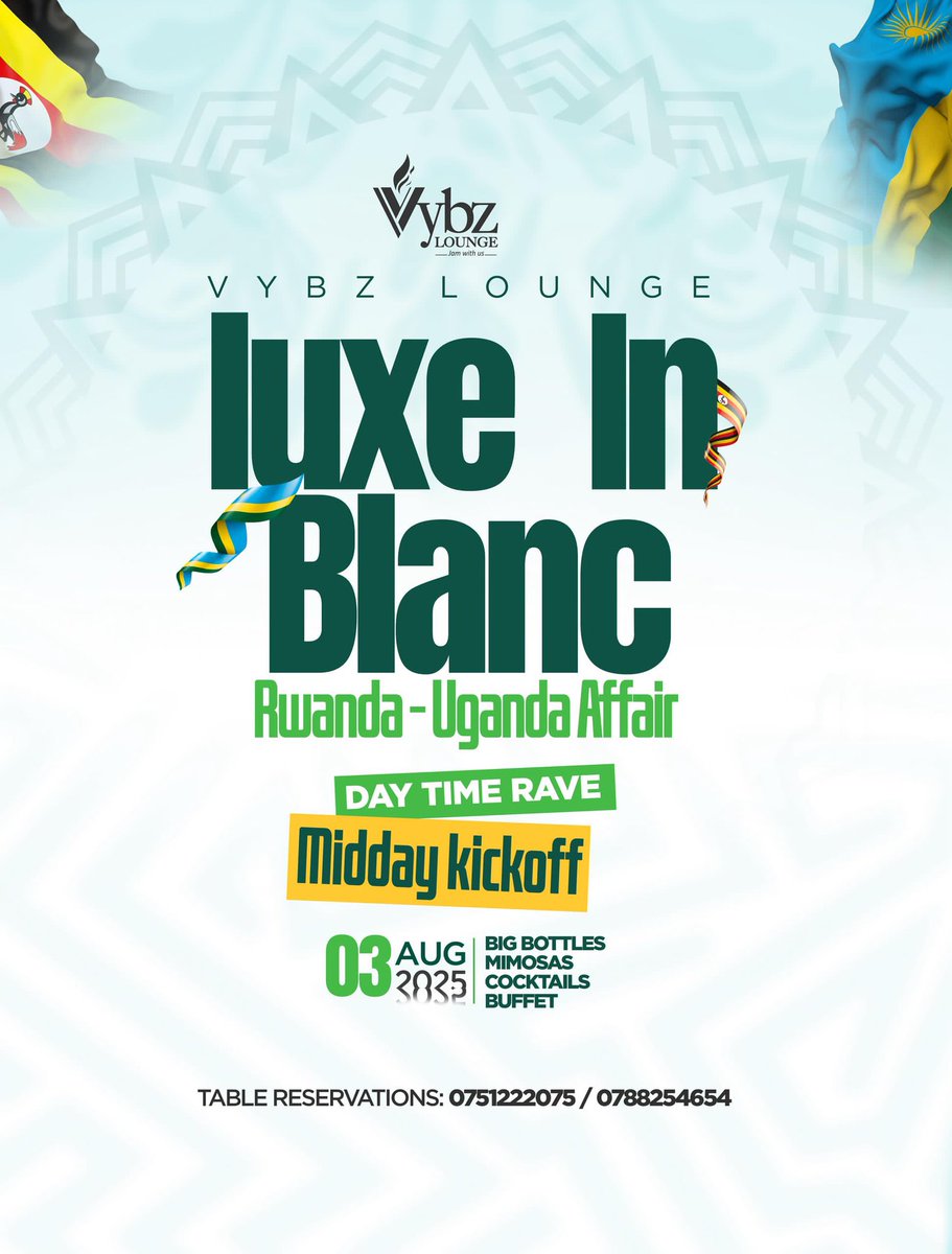 mbararanights's tweet image. Another One - A better One - A more classy one!
Rwanda Uganda Affair!
Come 03rd August same venue @Vybz_Lounge
#LuxInBlanc