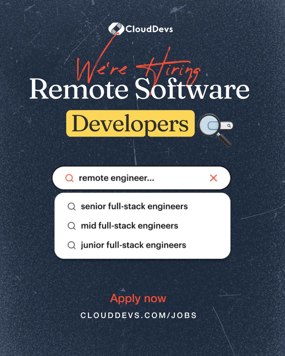 Clouddevs's tweet image. We're hiring! 📣 📣
Are you a Software Engineer located in Latin America looking for a new job opportunity?
Look no further than CloudDevs, LATAM's largest pool of pre-vetted tech talent.
Apply online in just a minute at clouddevs.com
#hiring #clouddevs #hiretech