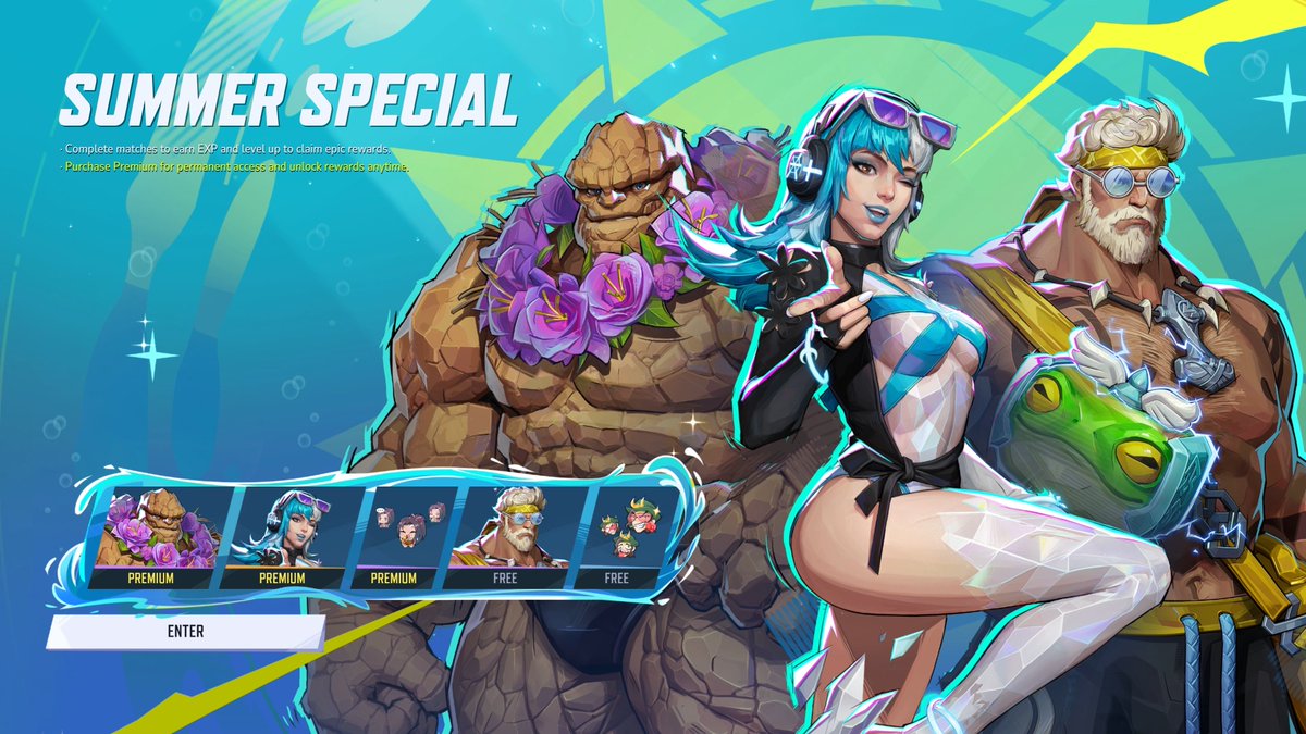 mmmmmmmmiller's tweet photo. ‼️ SUMMER SPECIAL EVENT PASS REWARDS

Page 1
Sunshine Thing (Costume)
*Loki Emoji Bundle
*Sunshine Thing (Spray)
*Sunshine Thing (Nameplate)
*Unstable Molecules x200
*Sunshine Thing (Emote)
Psylocke Emoji Bundle

Page 2
*Worthy Waves (Spray)
*Worthy Waves (Nameplate)
*Worthy Waves (Emote)
Thor Emoji Bundle
*Unstable Molecules x200
*Worthy Waves (MVP Animation)
*Worthy Waves (Costume)

Page 3
*Cool Summer (Spray)
Cool Summer (Nameplate)
*Cool Summer (Emote)
Luna Snow Emoji Bundle
*Summer Special Gallery Card
Cool Summer (MVP Animation)
Cool Summer (Costume)

* = Free
#MarvelRivals