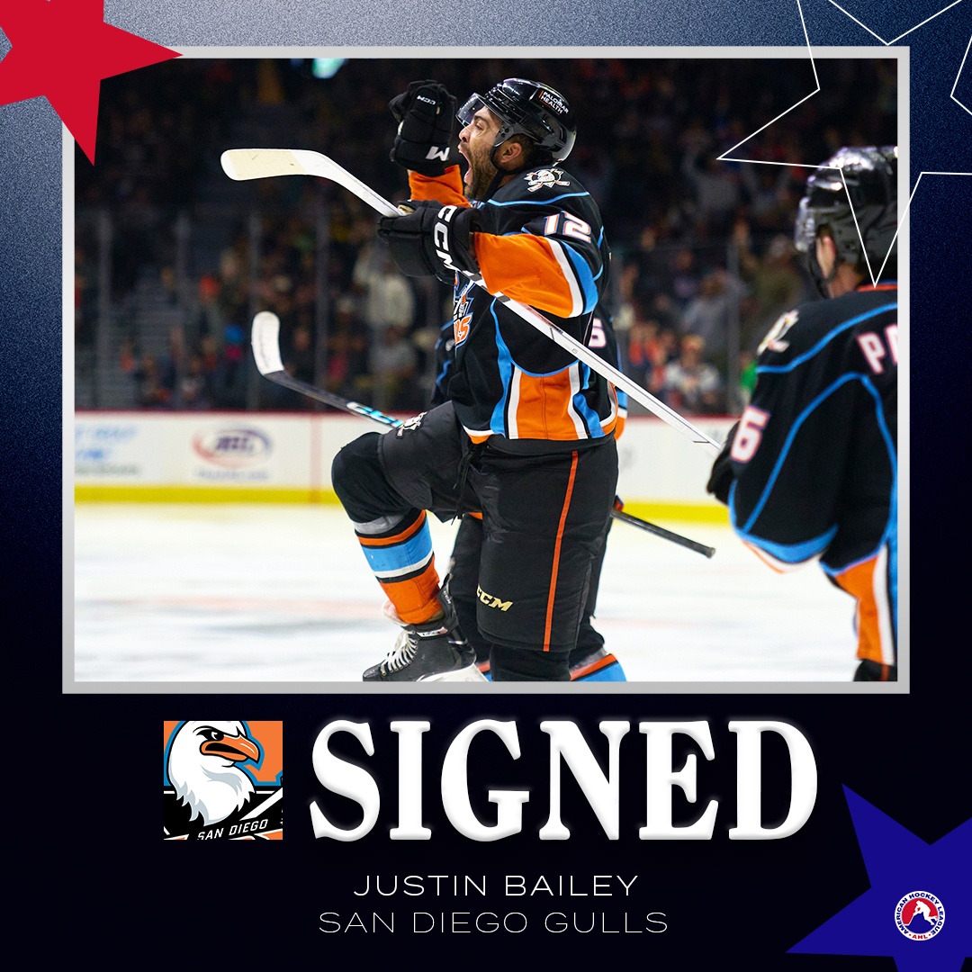 TheAHL's tweet image. Justin Bailey stays in SD🏡

@SDGullsAHL