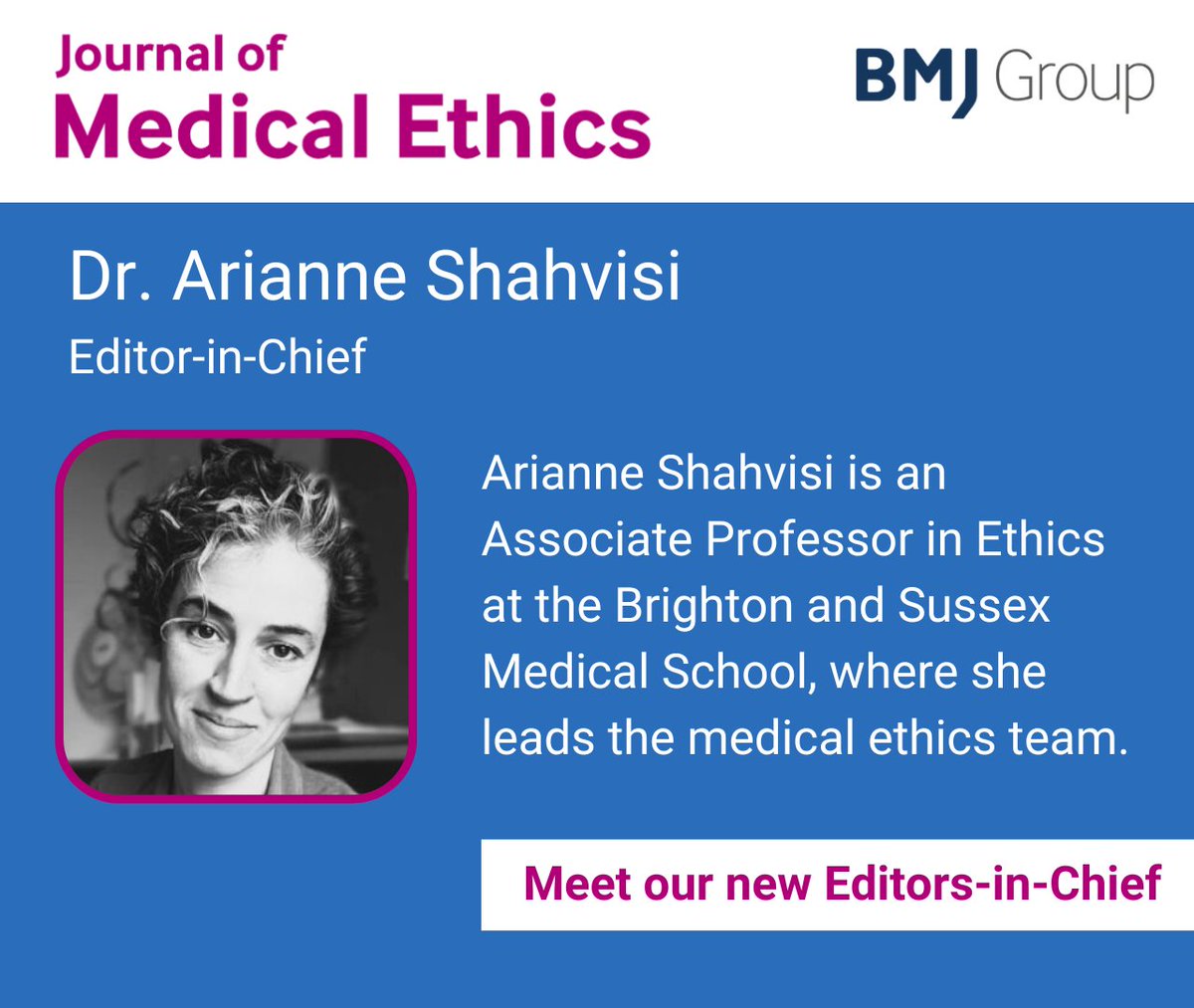 JME_BMJ's tweet image. 👋 Introducing Dr Arianne Shahvisi, one of our new joint Editors-in-Chief! An expert in #bioethics & #appliedphilosophy, Arianne has a particular focus on #gender, #race and #migration. Learn more about her here: bit.ly/4kZrK4M
@BSMSMedSchool