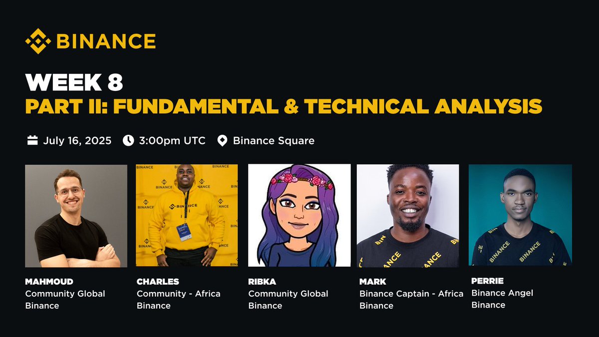 Join us for a Binance AMA with @binanceafrica on Fundamental and Technical Analysis 

📅 Date: July 16, 2025 
🕒 Time: 3PM UTC
📍 Binance Square: binance.com/en/square/audi…

Don’t miss it.