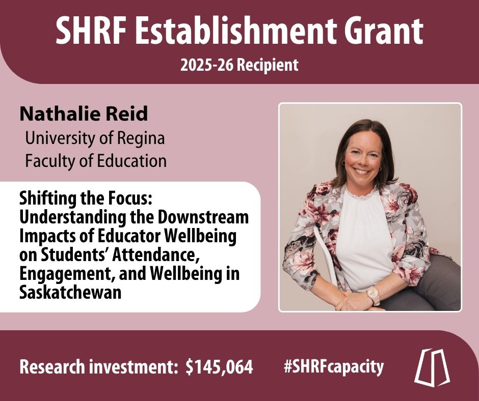_SHRF_'s tweet image. SHRF announce Nathalie Reid at @UofRegina Child Trauma Research Centre as one of our 2025-26 Establishment Grant recipients!
Learn more at shrf.ca/post/2025-26-e…