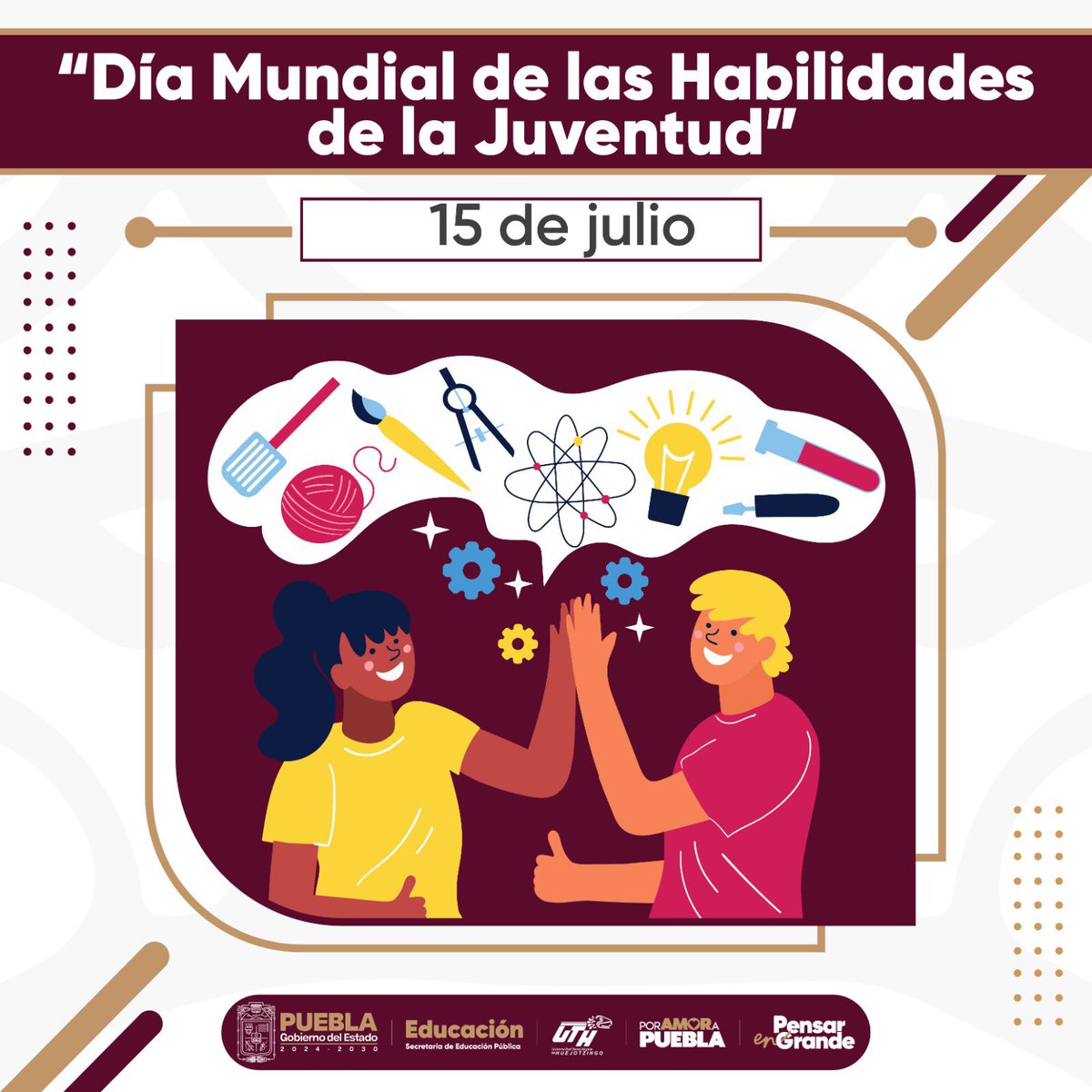 uthuejotzingo's tweet image. 🌍✨ Día Mundial de las Habilidades de la Juventud

Hoy celebramos el talento, la creatividad y el potencial de las y los jóvenes. 🖌️🎨🎭

#JuventudConFuturo #PensarEnGrande #PorAmorUTH
#PorAmorAPuebla #HabilidadesParaLaVida