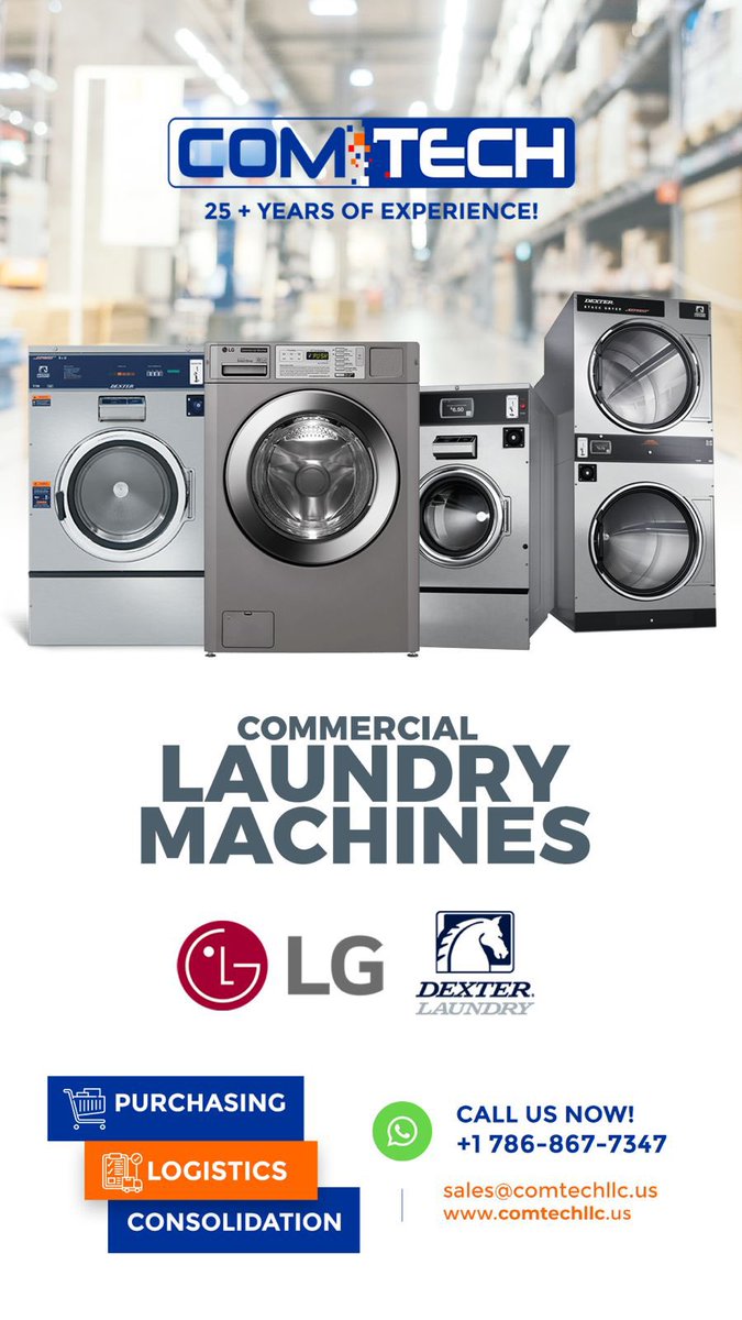 ComtechMiami's tweet image. At Comtech Import Export LLC, we can get the best in commercial laundry products and equipment #COMTECH #IMPORT #EXPORT #Sourcing #procurement #Logistics #WeSupportYourBusiness
WhatsApp: +1 786 867-7347
📩 sales@comtechllc.us 🌐 comtechllc.us