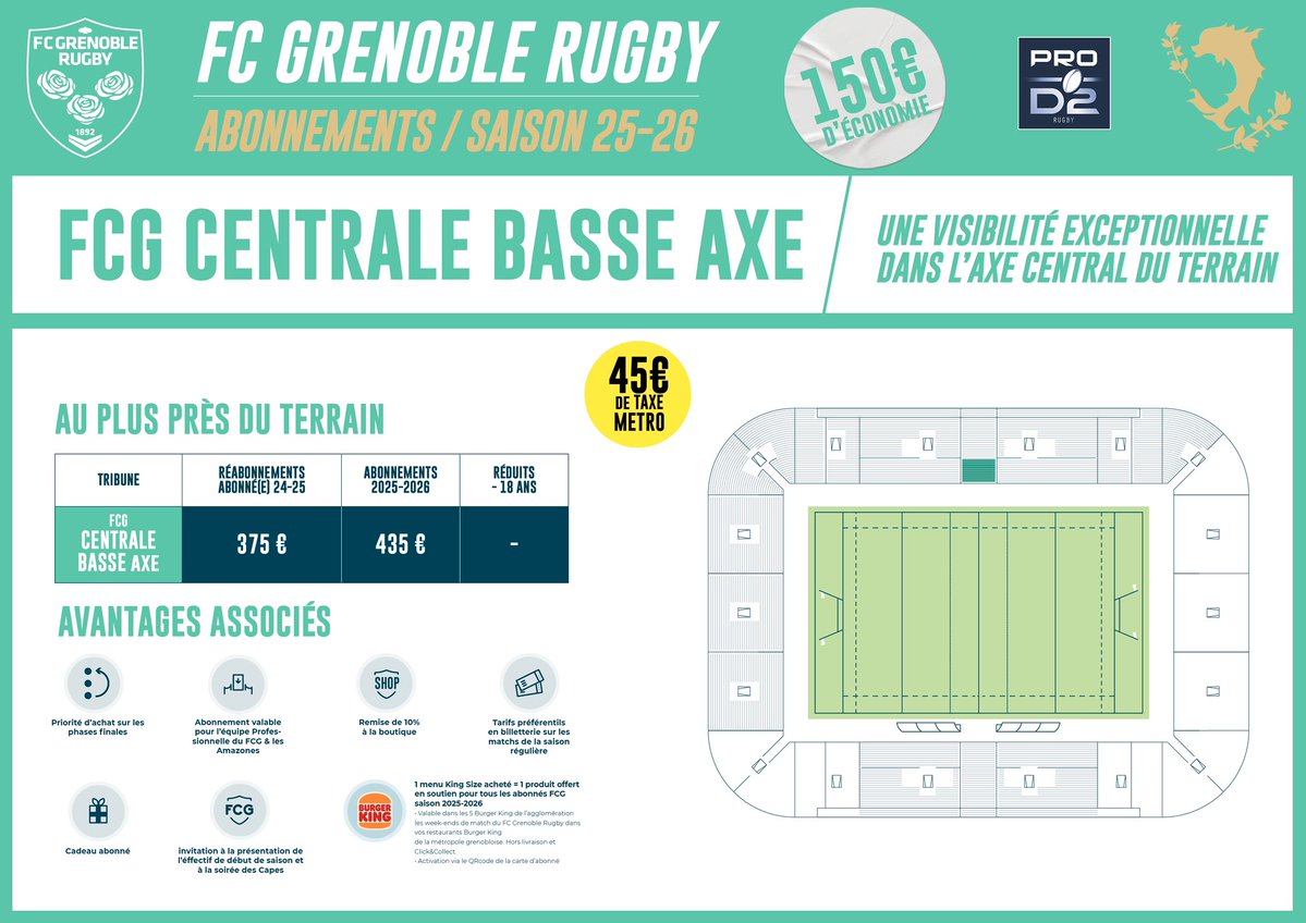FCGrugby's tweet image. ðð§ ð£ðšð®ð«, ð®ð§ð ðšððð«ð ðâðððšð§ð§ððŠðð§ð ðŽðµ
On continue avec lâoffre ð
ðð ðððððððð ððððð ððð !
Profitez dâune visibilité exceptionnelle dans lâaxe central du terrain, pour vivre chaque rencontre au cÅur de lâaction â€ïžâð¥
Découvrez tous lesâŠ