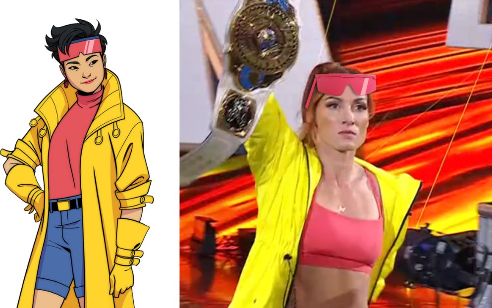 PhasersSet2Kill's tweet image. wife said Becky Lynch like Jubliee on #WWERaw 😆