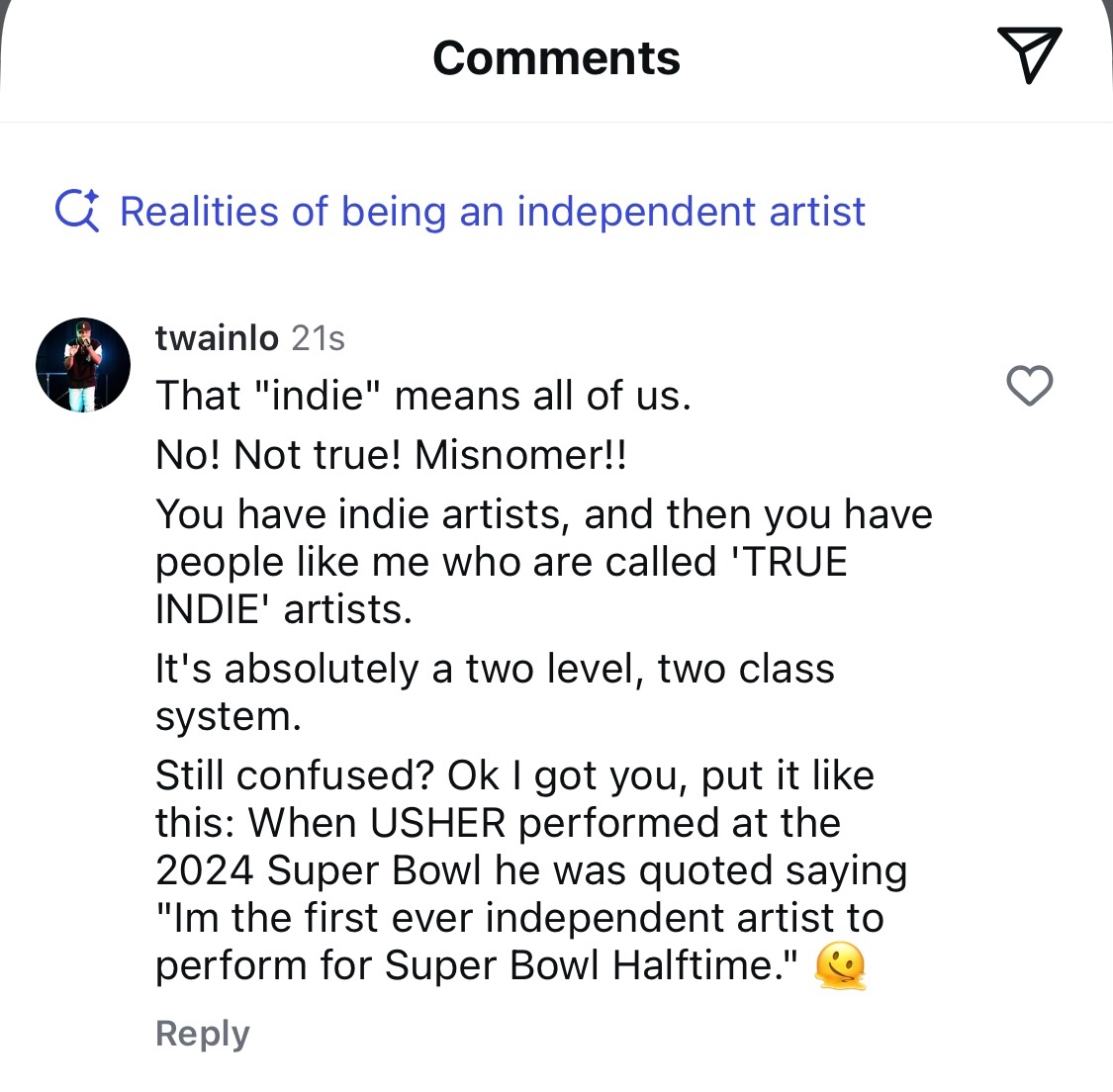 twainlo's tweet image. . @unitedmasters asked the question about #IndieMusic, so I simply answered 🤷🏾♂️