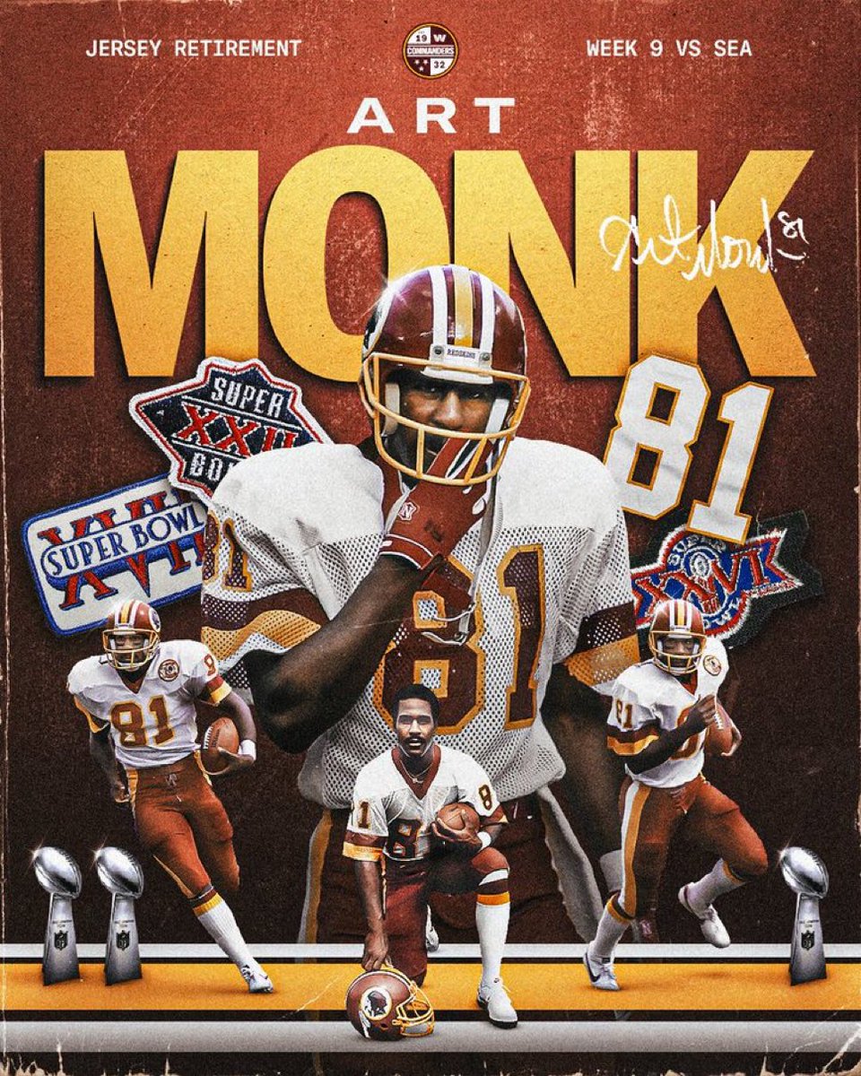 SleeperWSH's tweet image. Art Monk being honored on a Super Bowl Era gameday is peak 😍
#RaiseHail