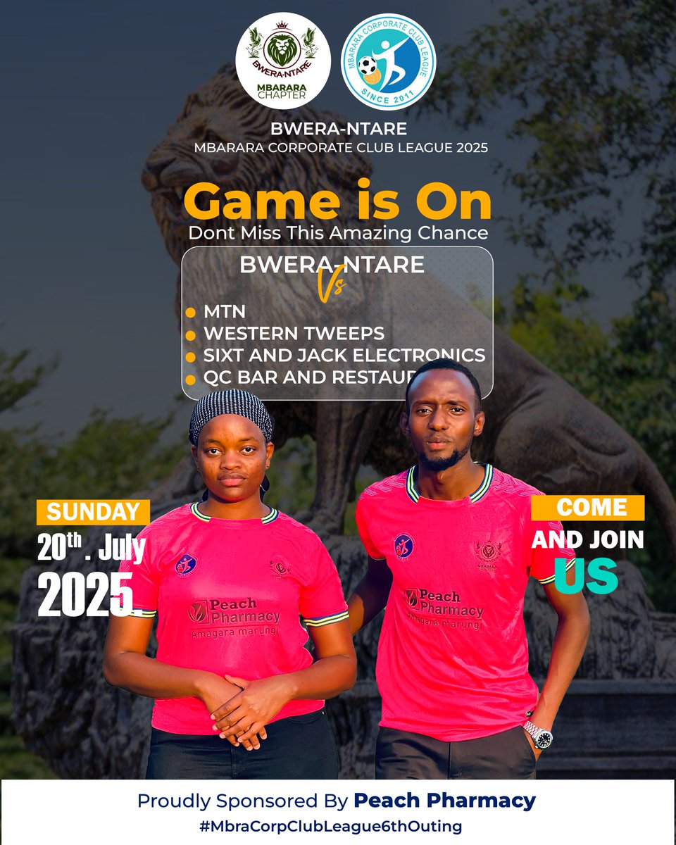 THE 6TH OUTTING IS ON!!!!!!

Come witness the magic of the game as Bwera Ntare takes action in yet another outting. 

It's gonna be magic🔥🔥🔥🔥

Let's all be there as we unite once again as a community for the Bwera Ntare Sports Outting

THIS SUNDAY WE ALL HEAD TO KAKYEEKA...📍