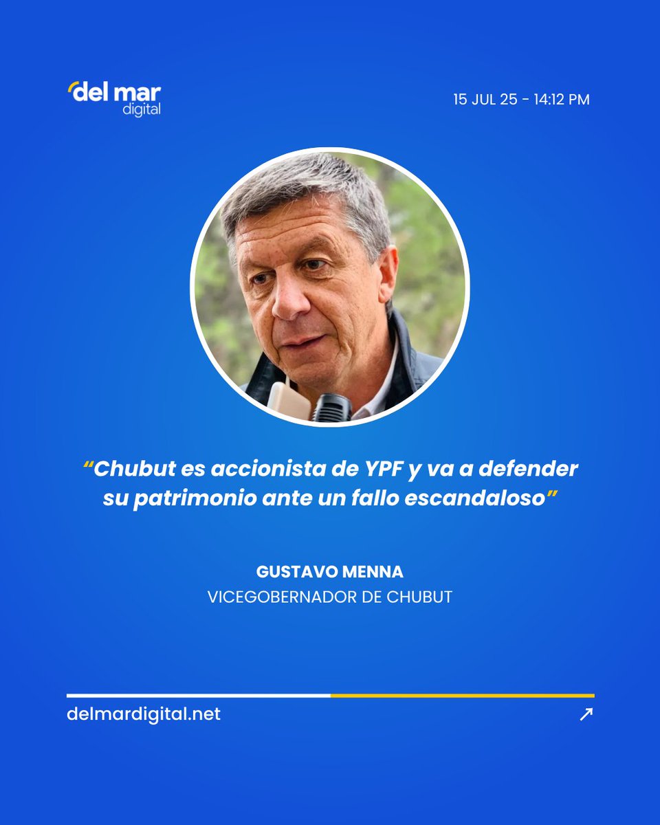 🛢️⚖️ Menna: “Chubut es accionista de YPF y va a defender su patrimonio ante un fallo escandaloso”

👉 Leé la nota completa:
delmardigital.net/menna-chubut-e…