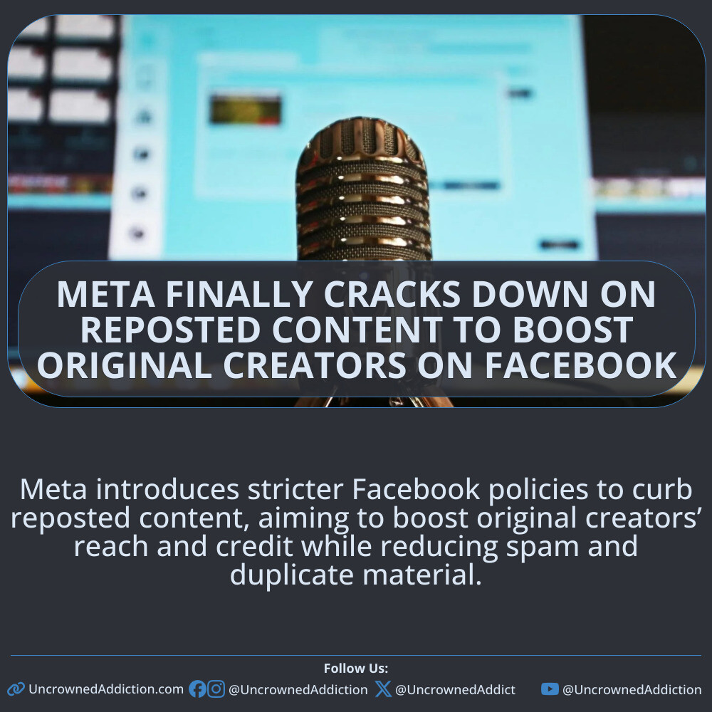 Meta introduces stricter Facebook policies to curb reposted content, aiming to boost original creators’ reach and credit while reducing spam and duplicate material.

#MetaOriginalContent #BoostCreators #FacebookPolicyUpdate