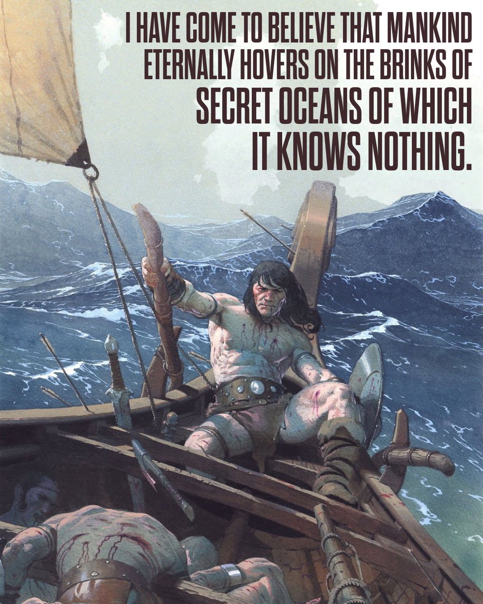 conanbycrom's tweet image. What say you, Cimmerian warriors? Does this quote ring true to your battle-hardened hearts? Speak your mind in the comments, and let your voices be heard!
#conan #conanthebarbarian #swordandsorcery #art #robertehoward #quote