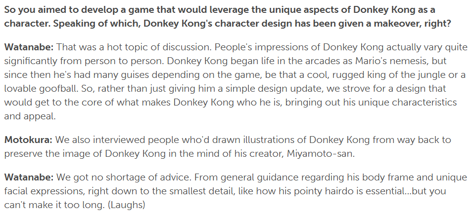 entire situation is so strange. especially with this whole section. talking about how it was a hot topic of discussion with alot of people's idea of DK being very different. might explain why stuff like shigahesa's art is so different from the general new design stuff.