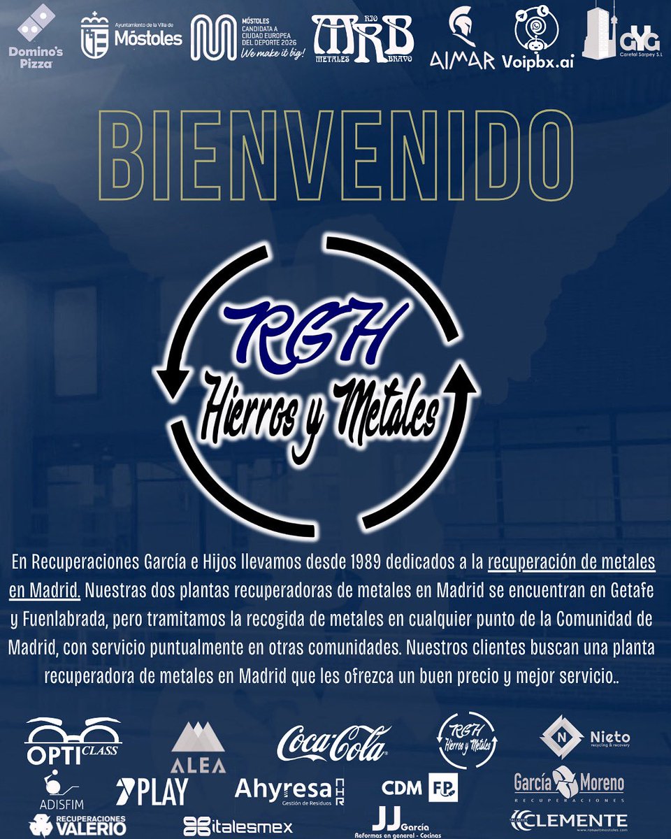 ᴘᴀᴛʀᴏᴄɪɴᴀᴅᴏʀᴇs 

Damos la bienvenida a 𝙍𝙂𝙃 𝙃𝙞𝙚𝙧𝙧𝙤𝙨 𝙮 𝙈𝙚𝙩𝙖𝙡𝙚𝙨. Llevan desde 1989 dedicandose a la recuperación de metales en Madrid.

Agradecer su confianza depositada en esta gran familia.

#MRBMostolesFSF #VolverALoGrande